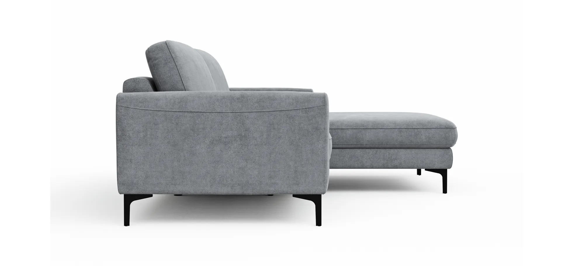 Ecksofa Oviedo - 1,5-Sitzer mit Longchair rechts inkl. Relaxfunktion (motorisch), Stoff, Grau