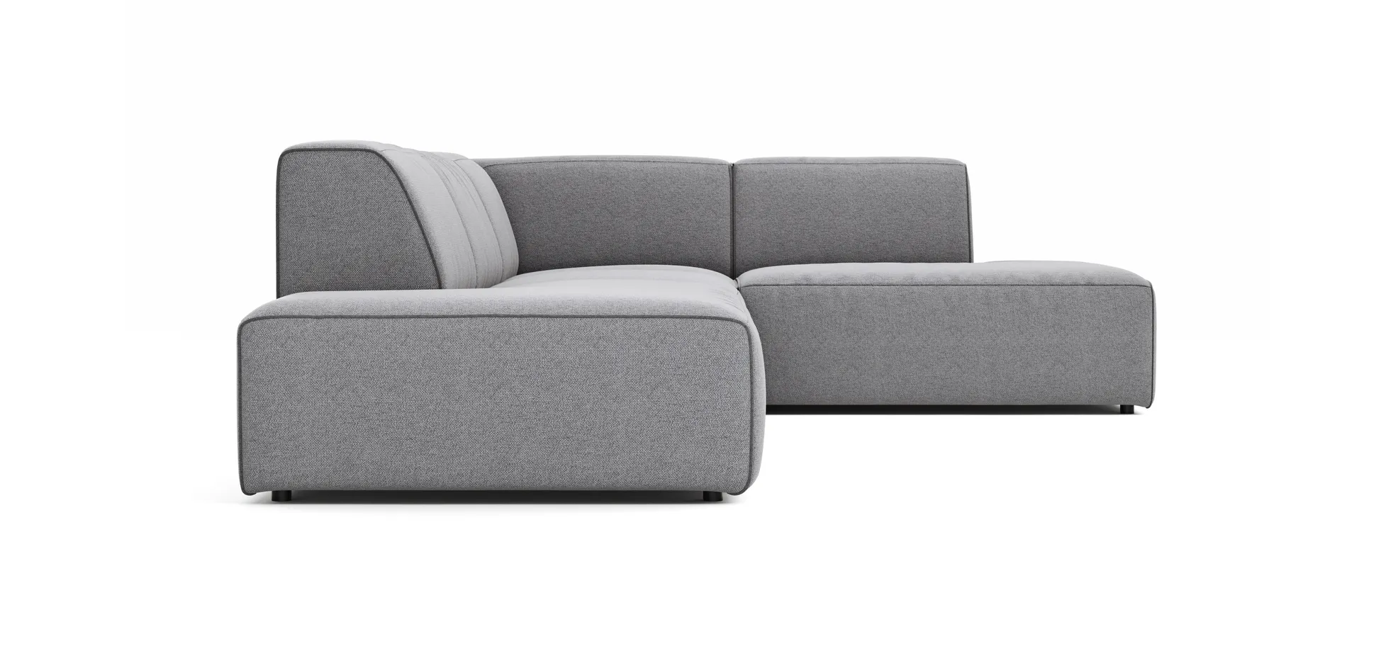 Ecksofa Elementos - Abschlusselement mit 1-Sitzer und Ecke rechts, Stoff, Grau
