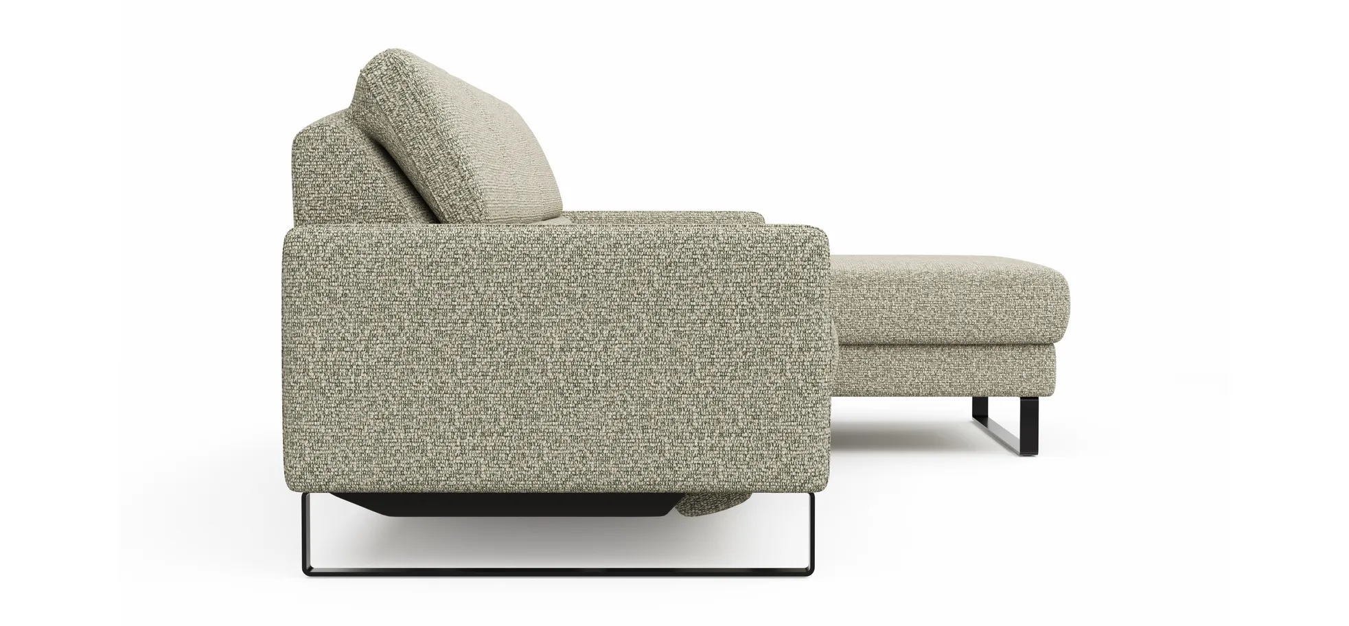 Ecksofa Valera - 3-Sitzer mit Longchair rechts inkl. Rückenlehne verstellbar und Relaxfunktion motorisch, Stoff, Limone
