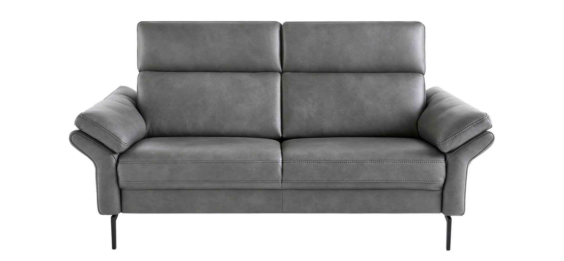Sofa Atella - 2,5-Sitzer, inklusive Kopfteilverstellung, Leder, Anthrazit 3028990