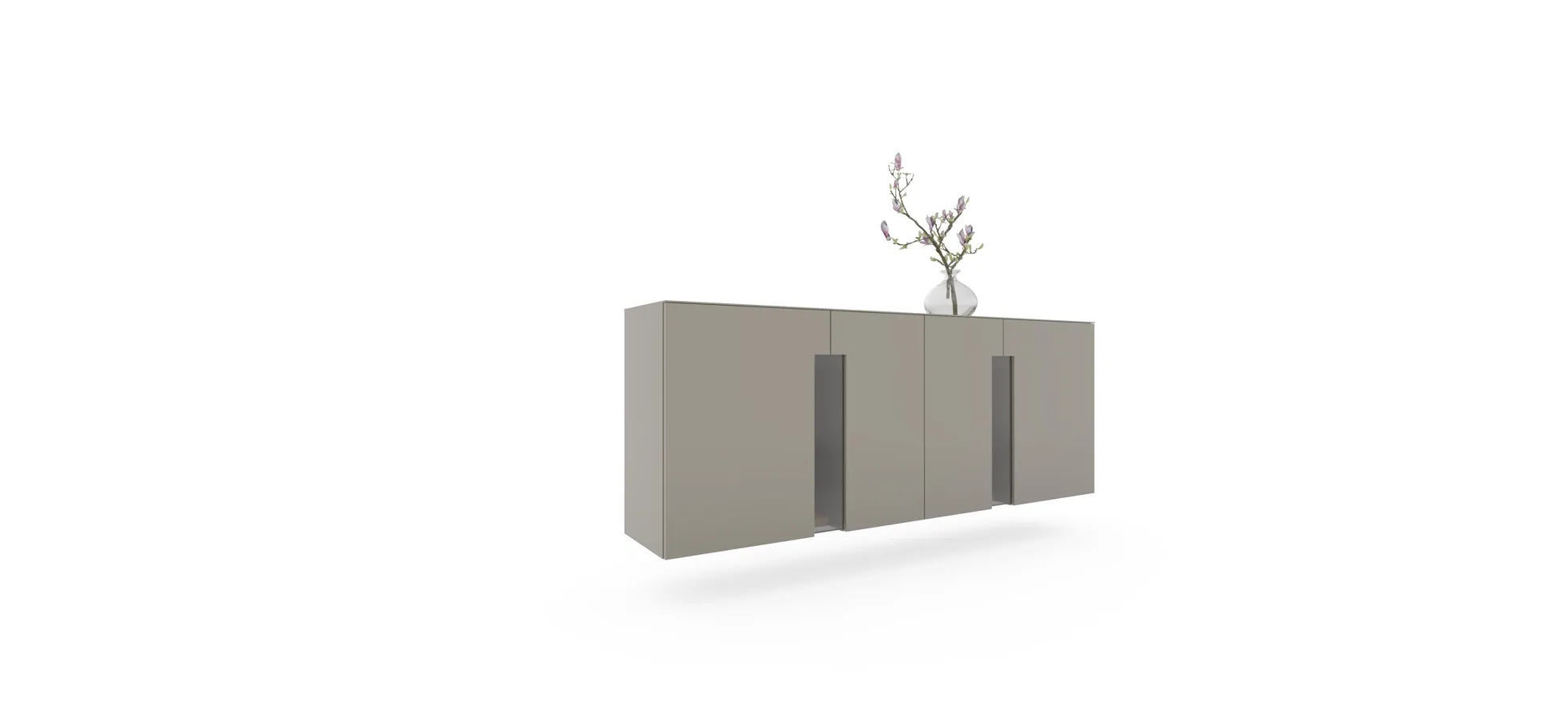 Sideboard 3900 -  Hängend inklusive Beleuchtung, Lack matt, Hellgrau 129538
