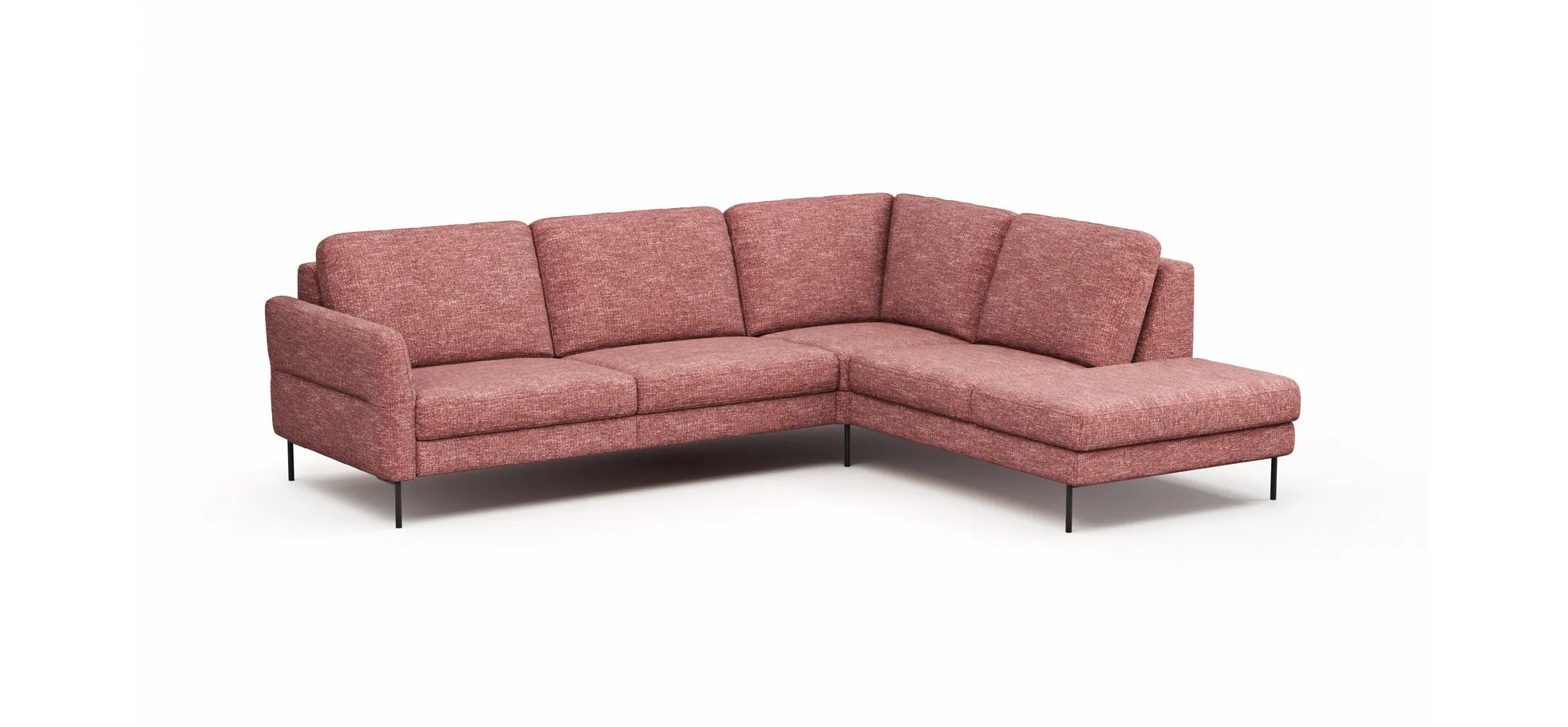 Ecksofa Enna - 3-Sitzer mit Ecke rechts, Stoff, Koralle
