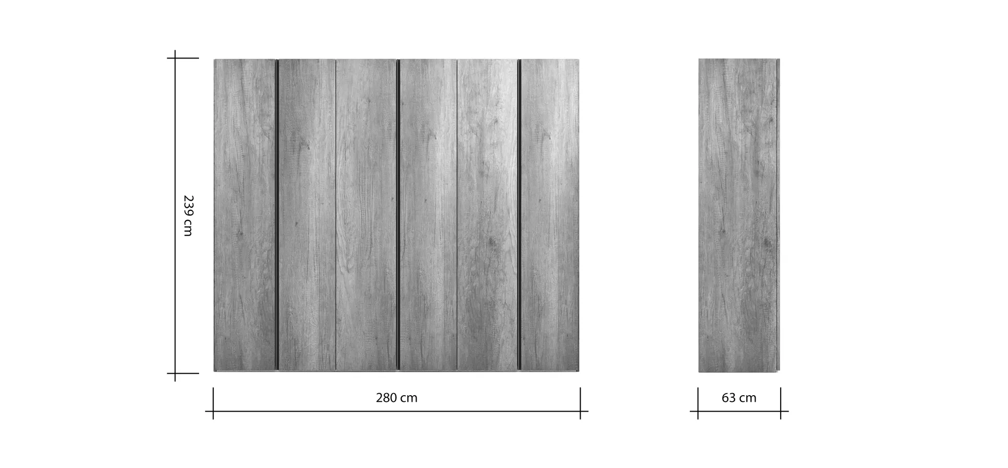 Drehtürenschrank Loretto - B ca. 280 cm, Melamin Astig hell