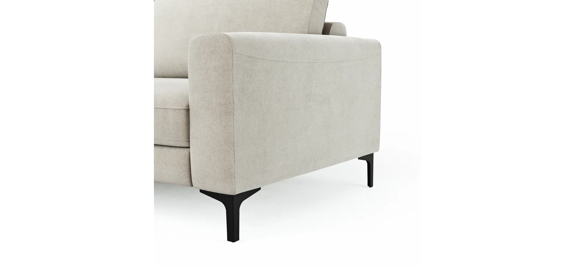 Ecksofa Oviedo - Longchair links mit 1,5-Sitzer, Stoff, Natur