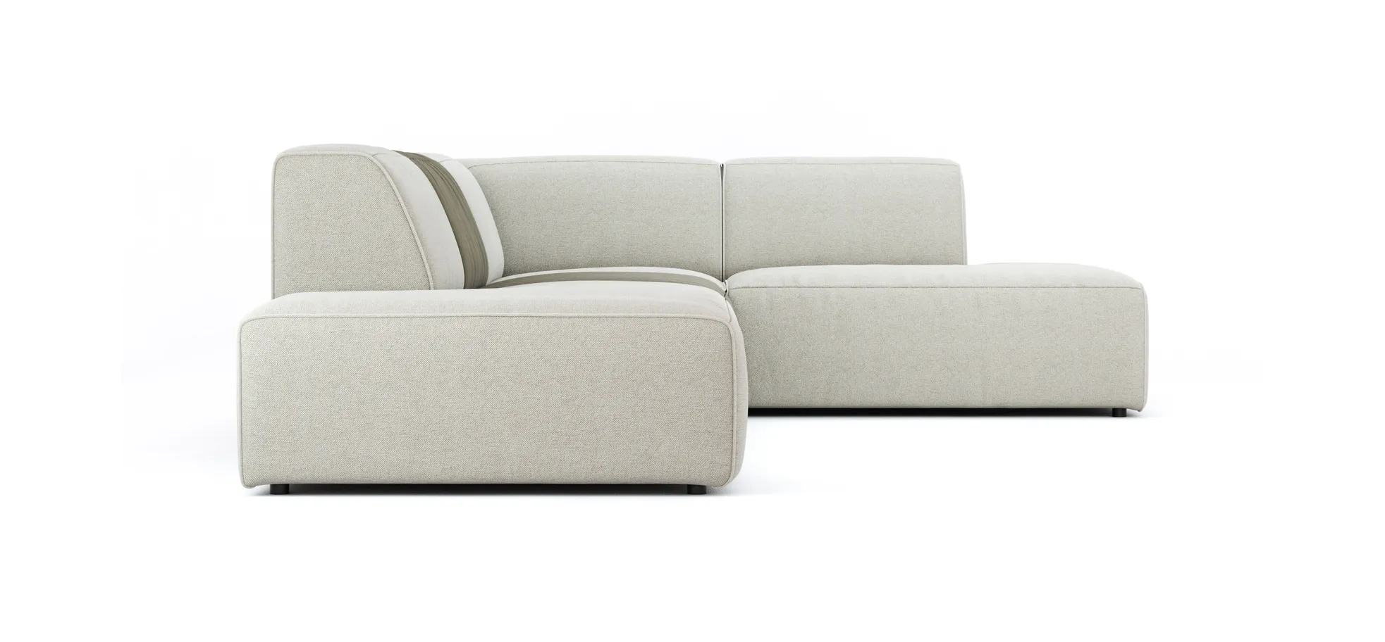 Ecksofa Elementos - Abschlusselement mit 1-Sitzer und Ecke rechts, Stoff, Natur