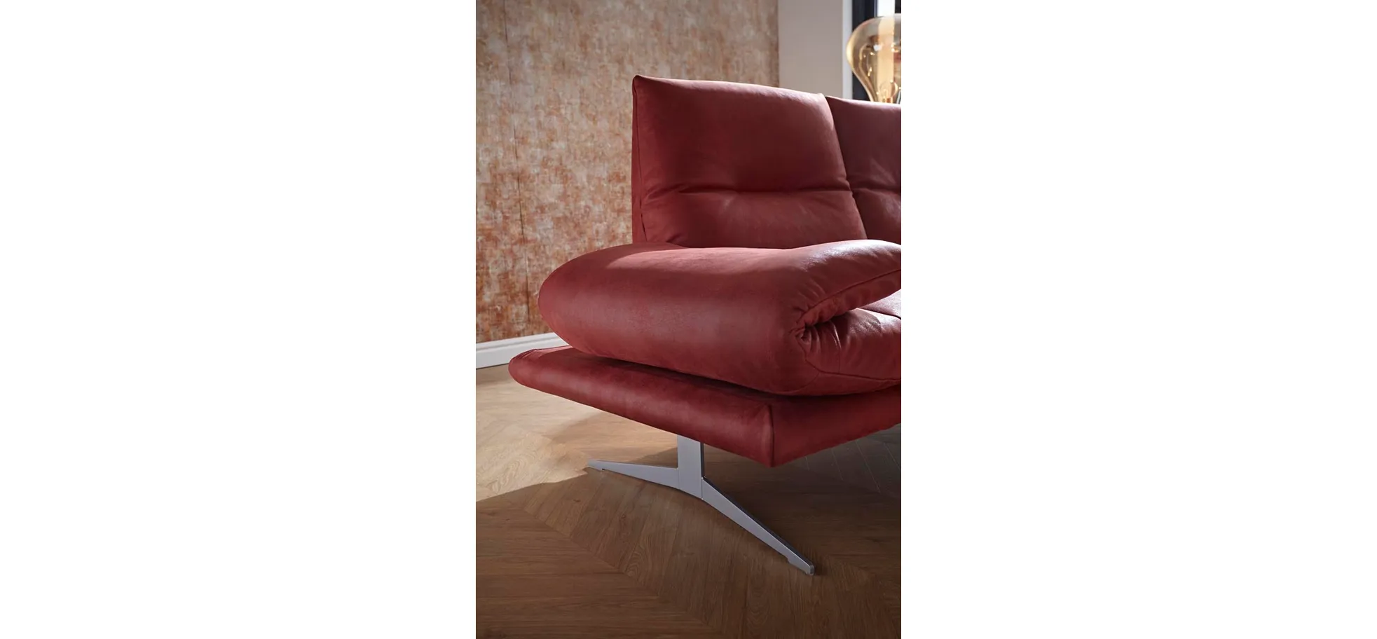 Sofa Lucero - 2,5-Sitzer inkl. Rückenlehne verstellbar, Leder, Weinrot
