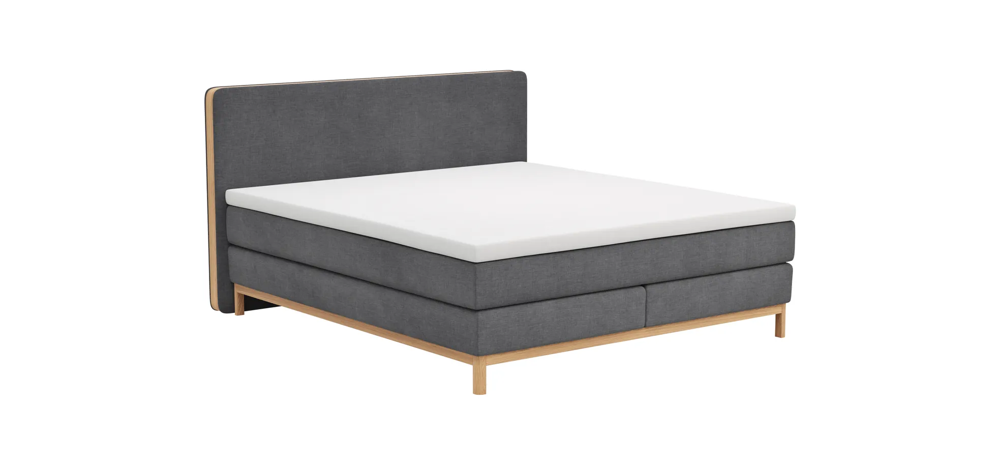 Boxspringbett Odense - Liegefläche ca. 180x200 cm, Stoff, Dunkelgrau