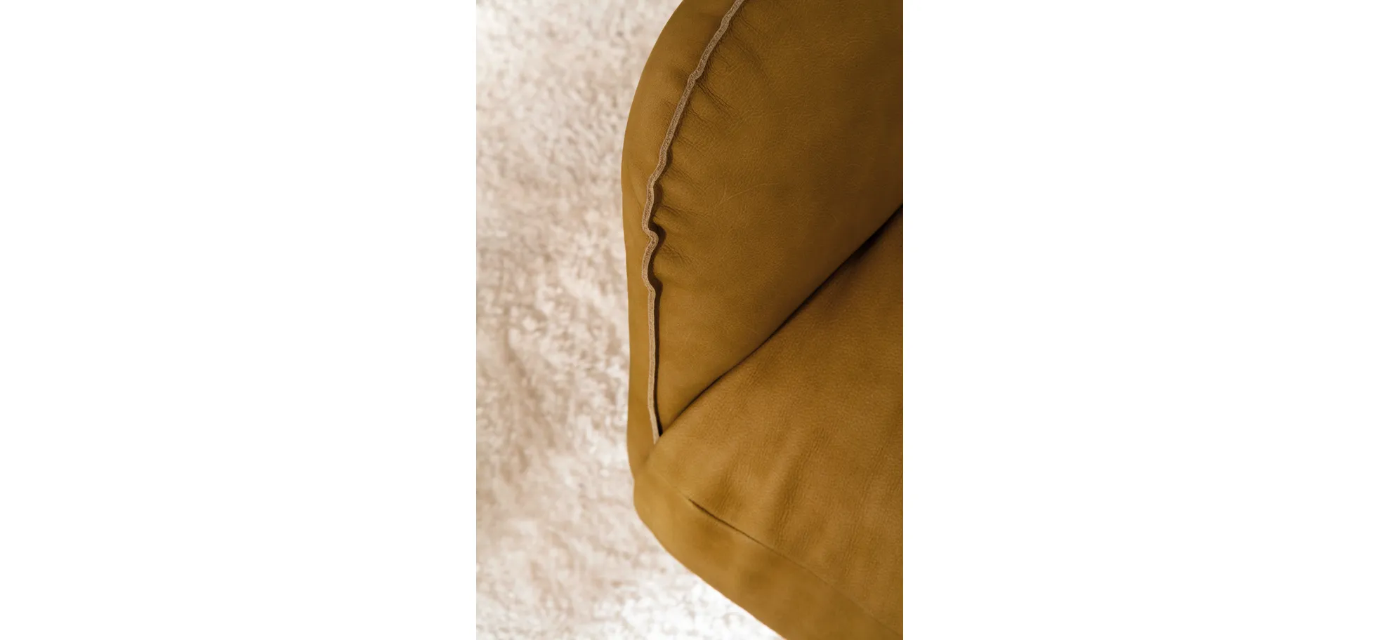 Loungesessel Lovere - Leder, Curry, Armlehne links