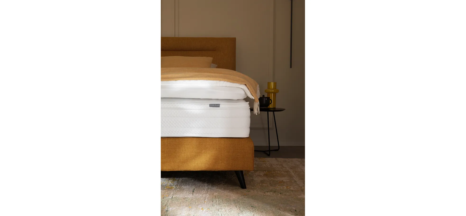 Boxspringbett Navelli 2 - Liegefläche ca. 180x200 cm, Stoff, Kurkuma