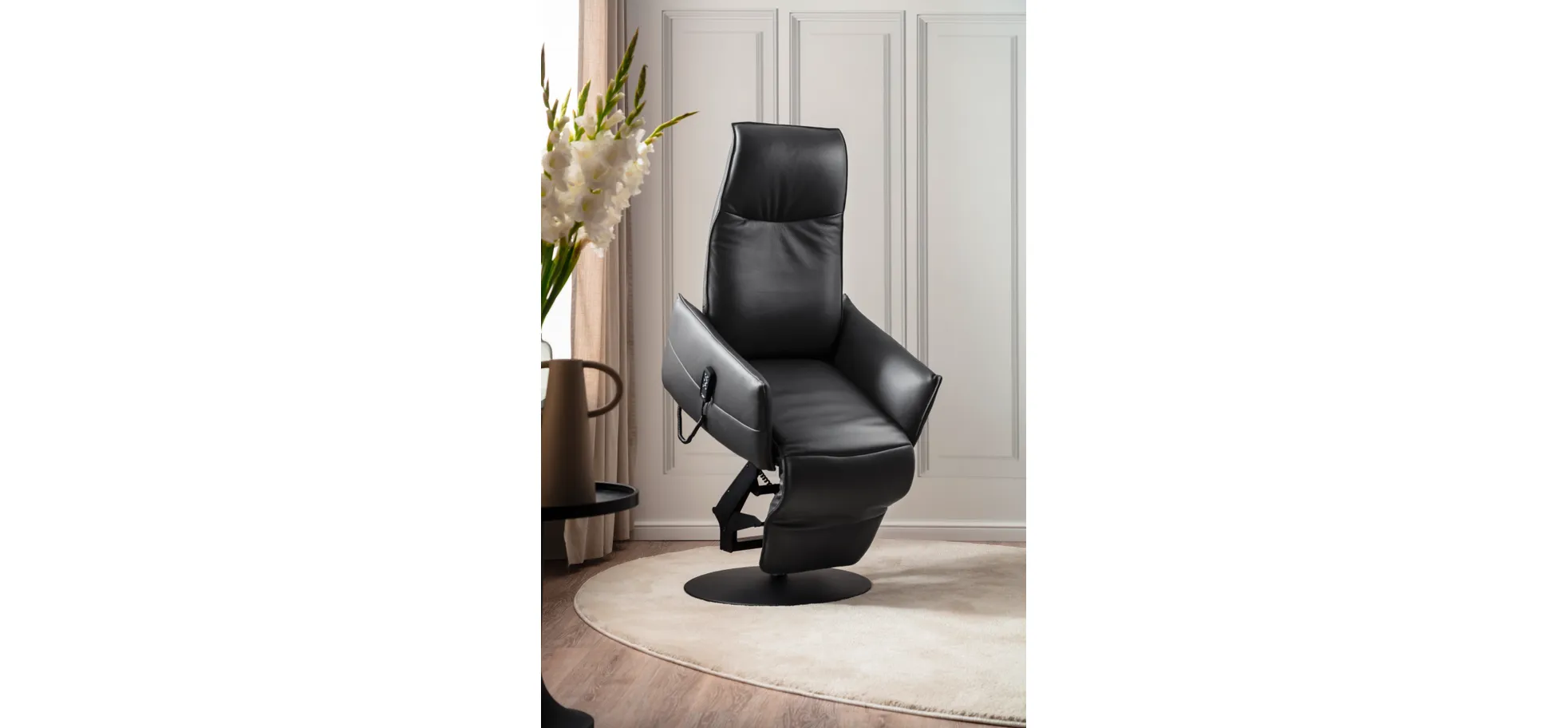 Relaxsessel Marsala - inklusive Motorischer Verstellung und Aufstehhilfe, Leder, Grau