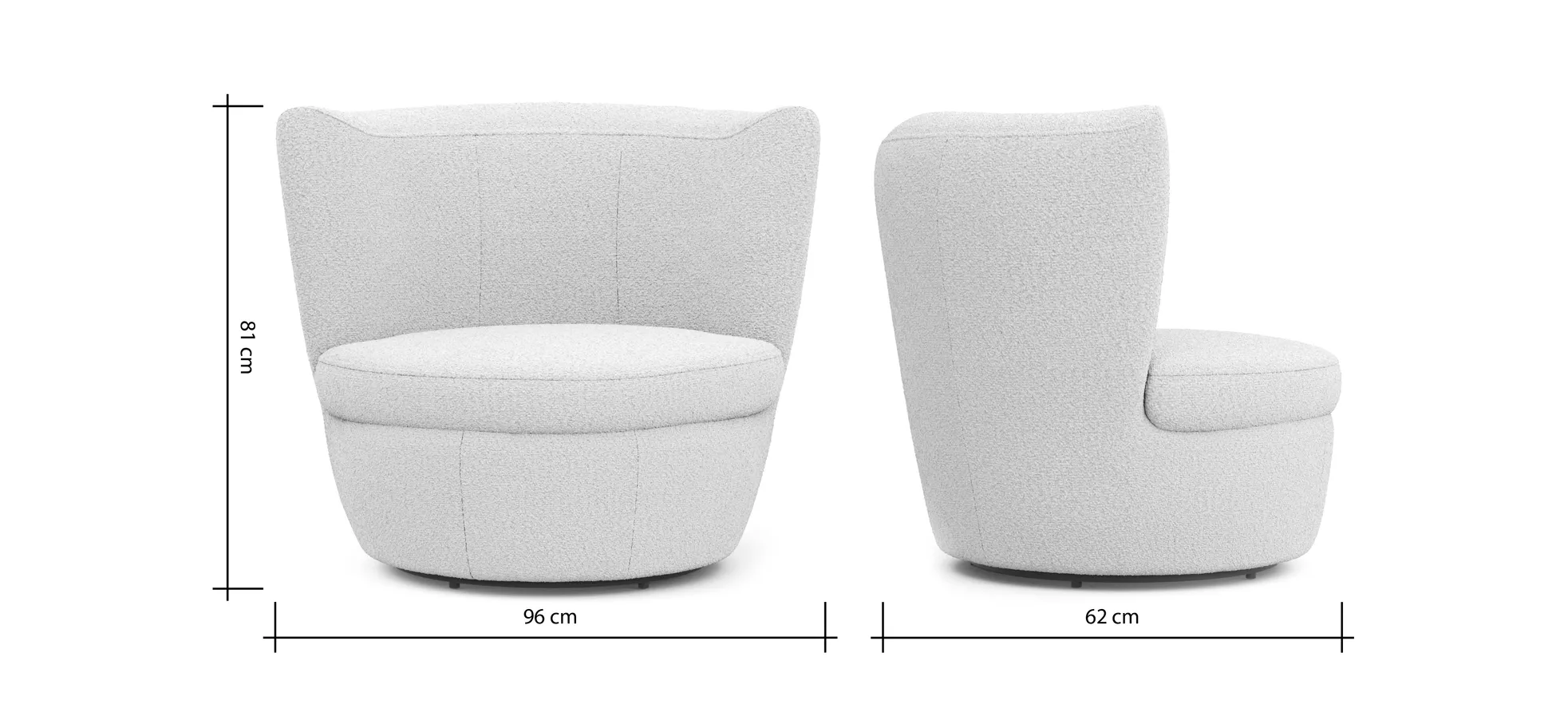 Sessel Cativa -  drehbar, Stoff, Graubeige