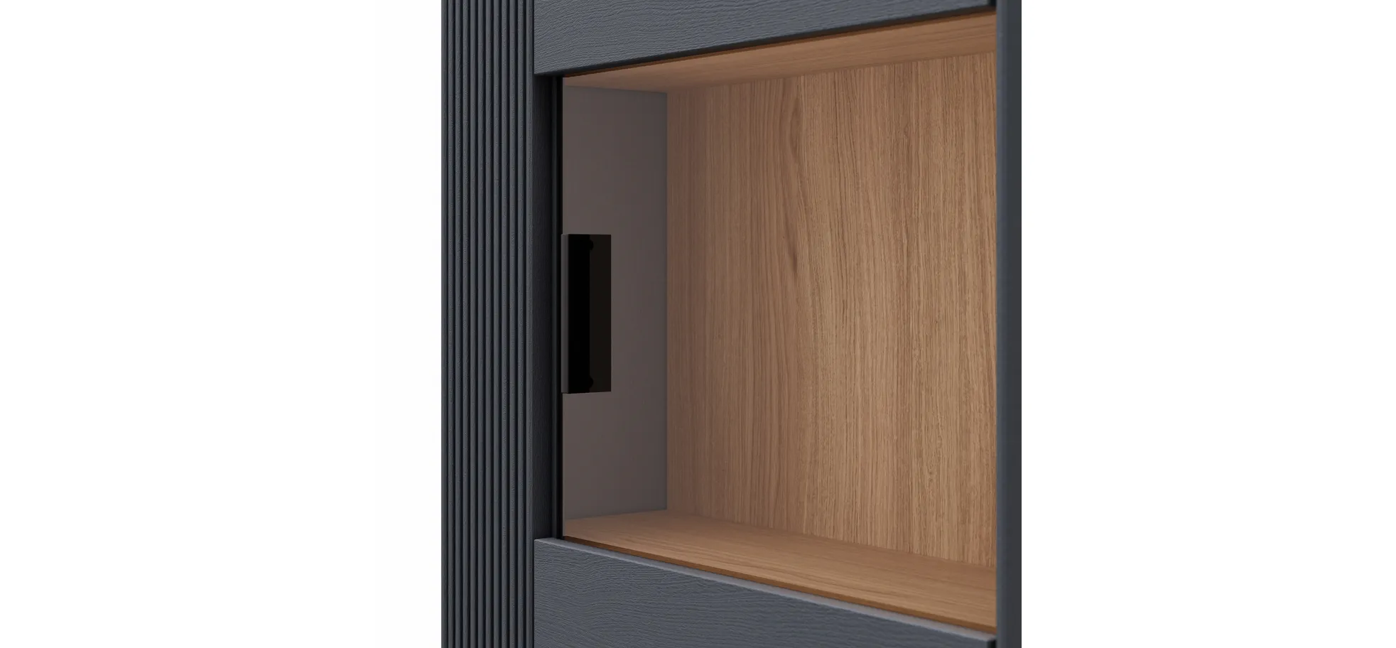 Hängevitrine Estana - Eiche massiv, Anthrazit