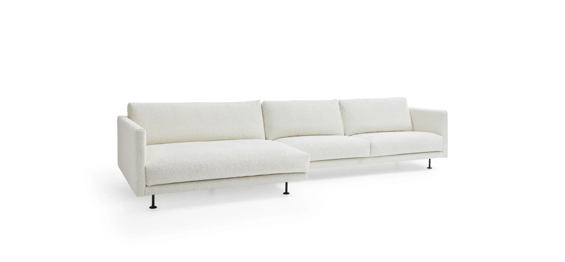 Ecksofa Cuneo - Longchair links, 2-Sitzer, Boucle, Creme