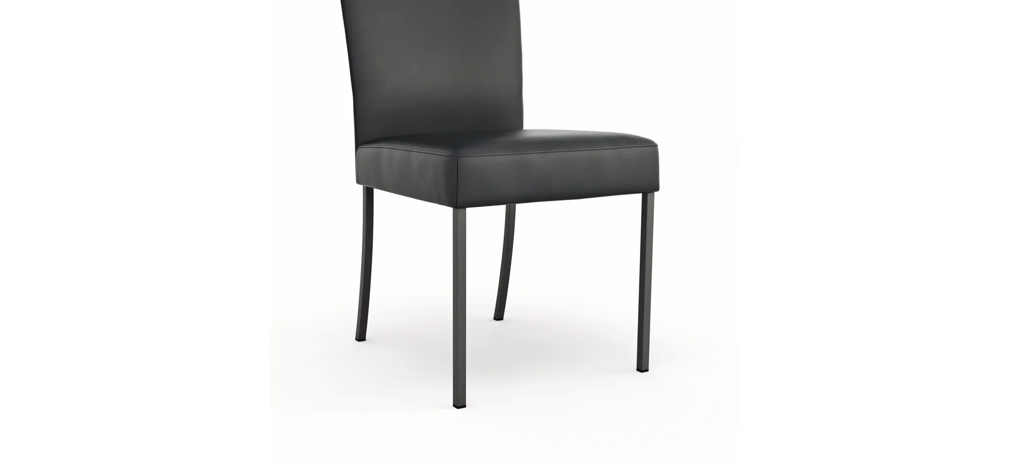 Stuhl Penthouse - Leder, Schwarz, 4 Fuß, Metall, Schwarz
