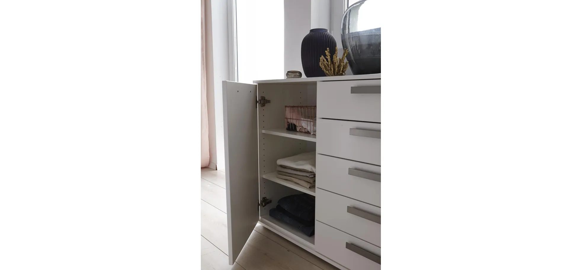 Kommode Viana - Holzwerkstoff, Weiß