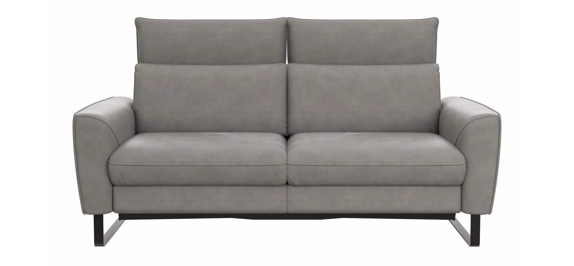 Sofa Avela - 2-Sitzer inkl. Sitzvorzug motorisch und Kopfteil verstellbar, Leder, Steingrau 1291430747