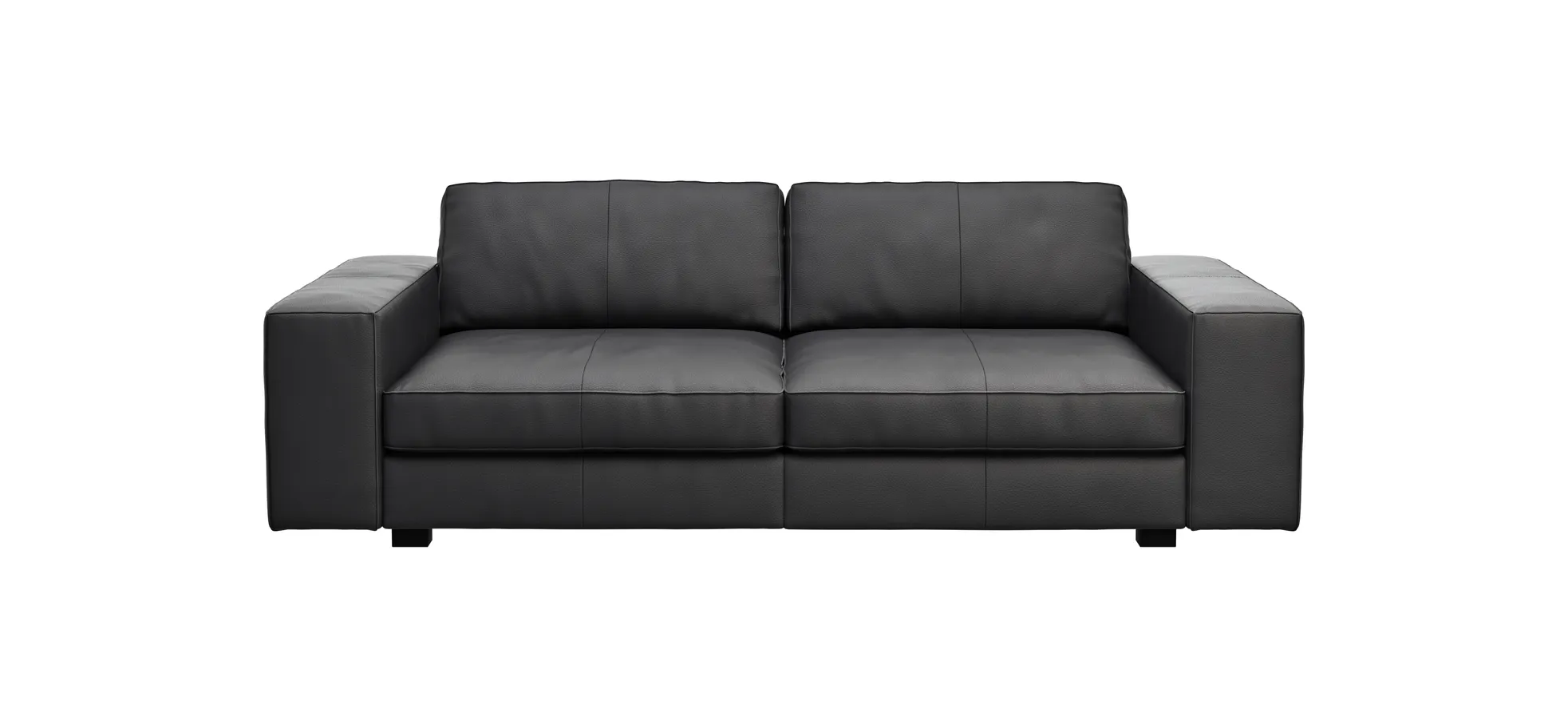 Sofa Aprino 1 - 3,5-Sitzer XXL, Dickleder, Schwarz, Armlehne Block breit 111295