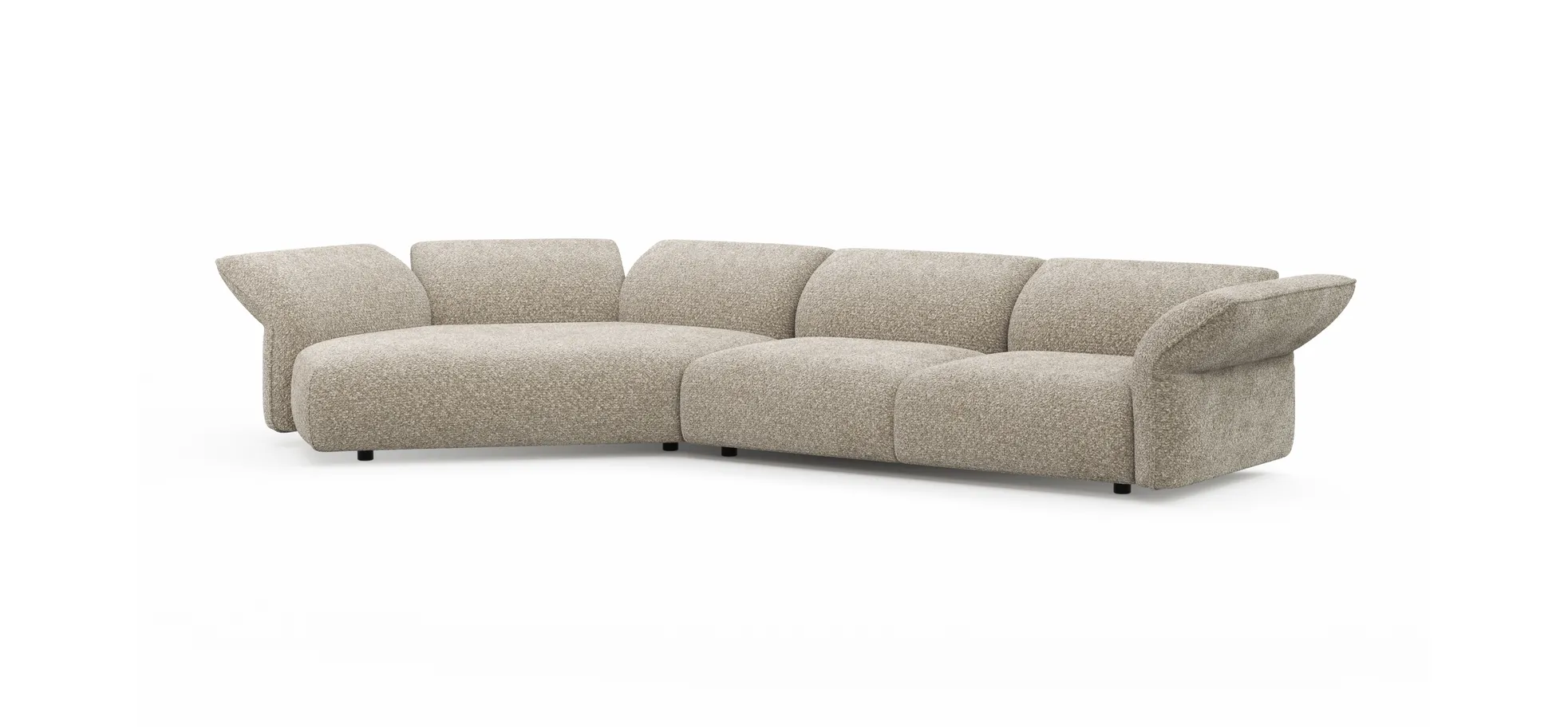 Trapezsofa Motone - Ecke links mit 2-Sitzer, Stoff, Beige