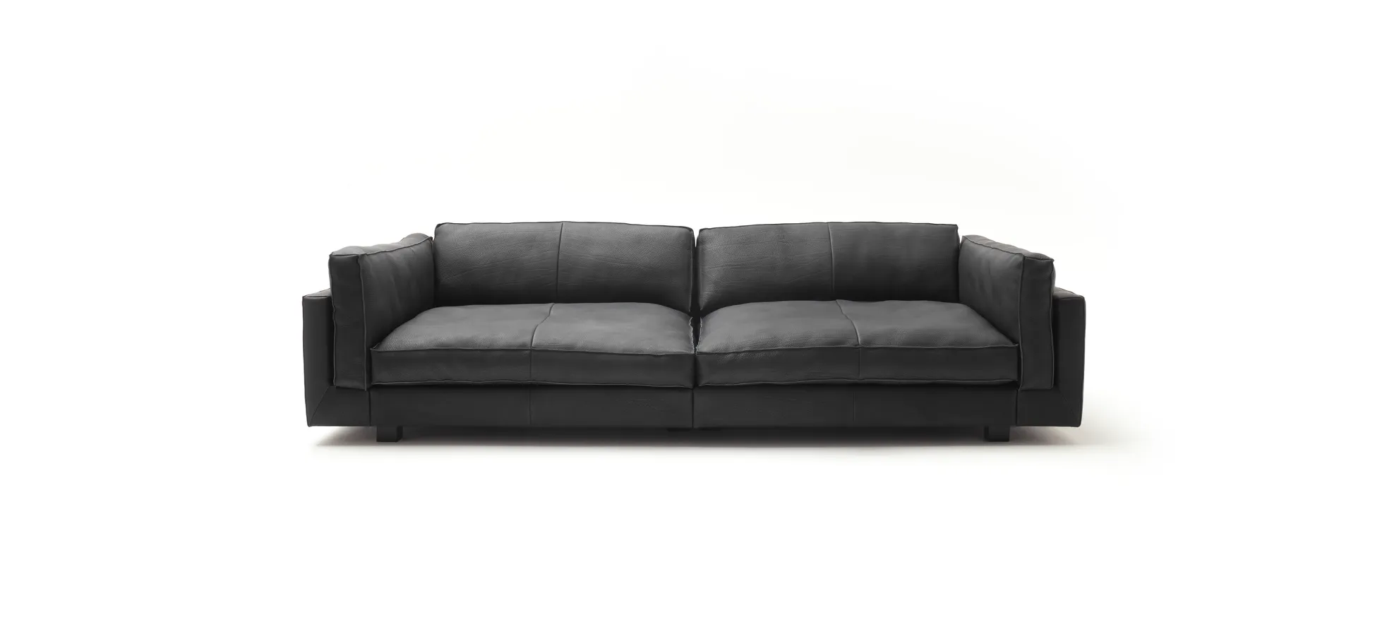 Sofa Aprino 3 - 4-Sitzer XXL, Dickleder, schwarz, Armlehne Kissen 108115