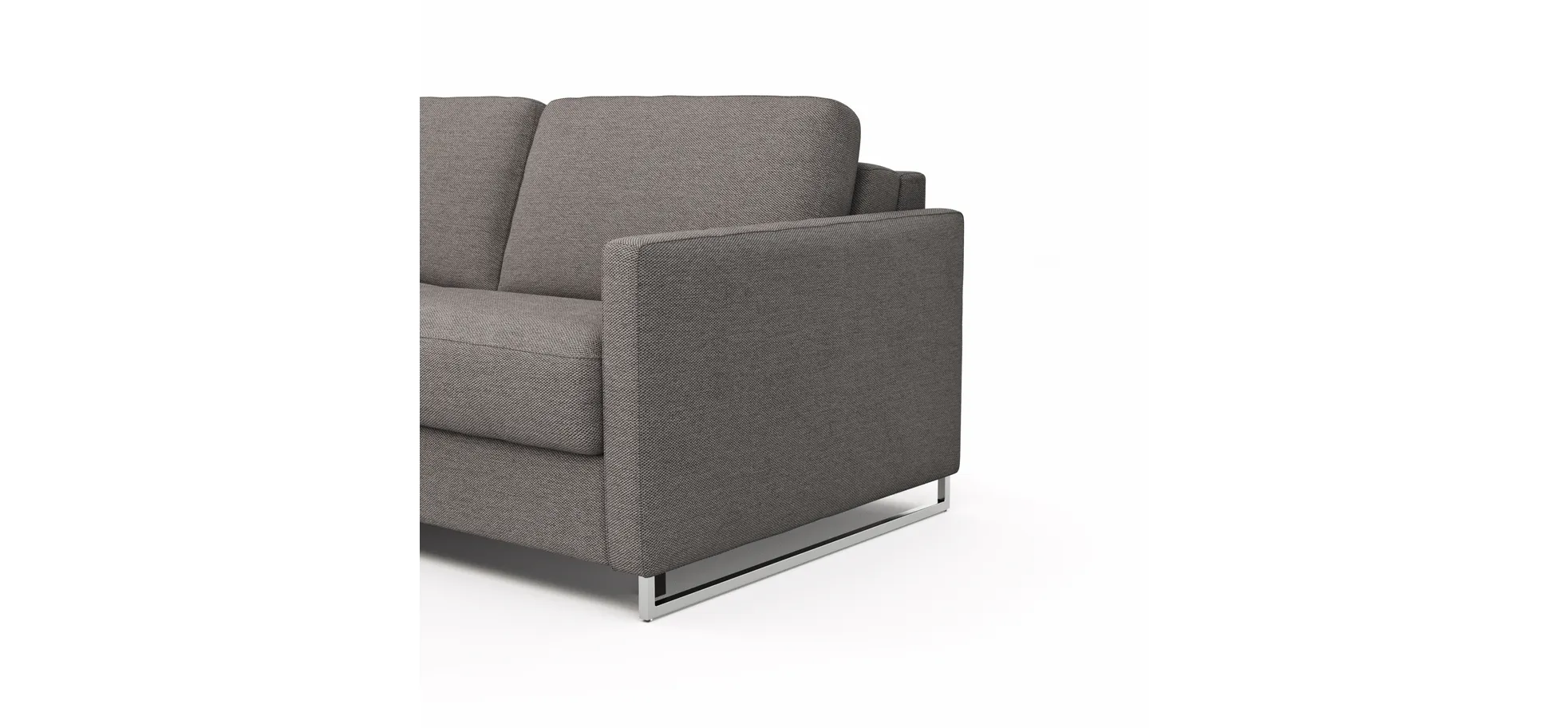 Ecksofa Nuoro - Longchair links mit 2-Sitzer inkl. Schlaffunktion und Bettkasten, Stoff, Grau