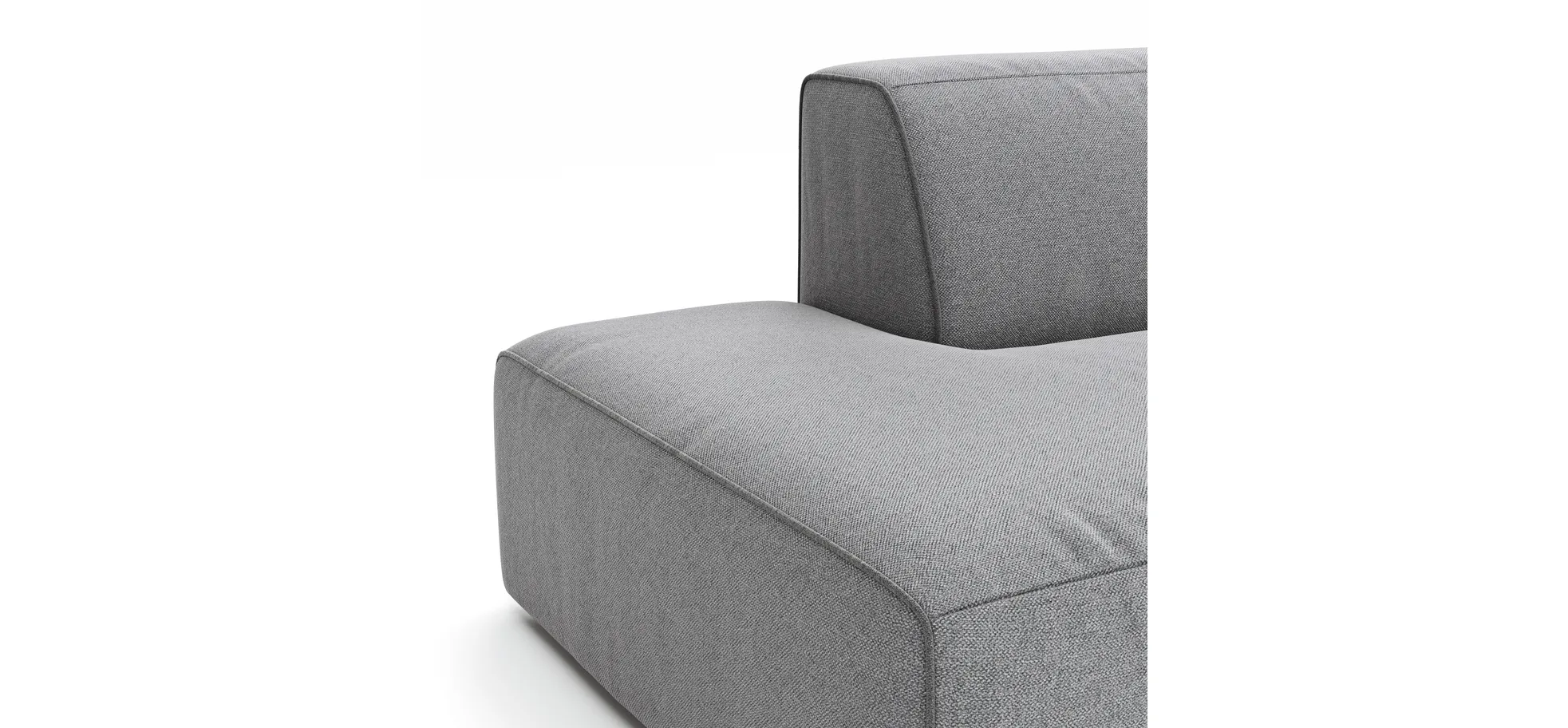 Ecksofa Elementos - Abschlusselement mit 1-Sitzer und Ecke rechts, Stoff, Grau