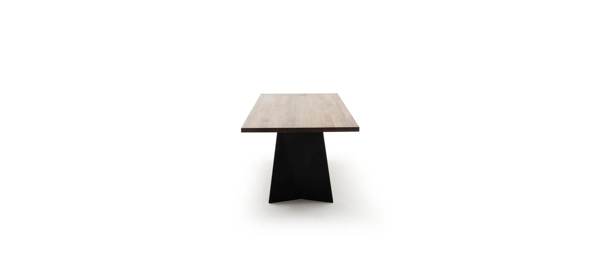 Esstisch 3100 - LB ca. 220x100 cm, Nussbaum Massiv, Stahlwange geneigt, Schwarz