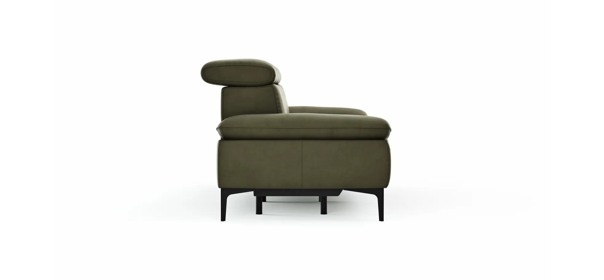 Sofa Felipa - 3-Sitzer inkl. Relaxfunktion (motorisch) und Kopfteil verstellbar, Leder, Olive