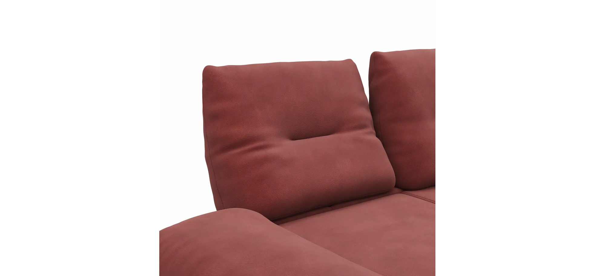 Sofa Lucero - 2,5-Sitzer inkl. Rückenlehne/Armlehne/Sitztiefe verstellbar und drehbares Sitzelement, Leder, Weinrot