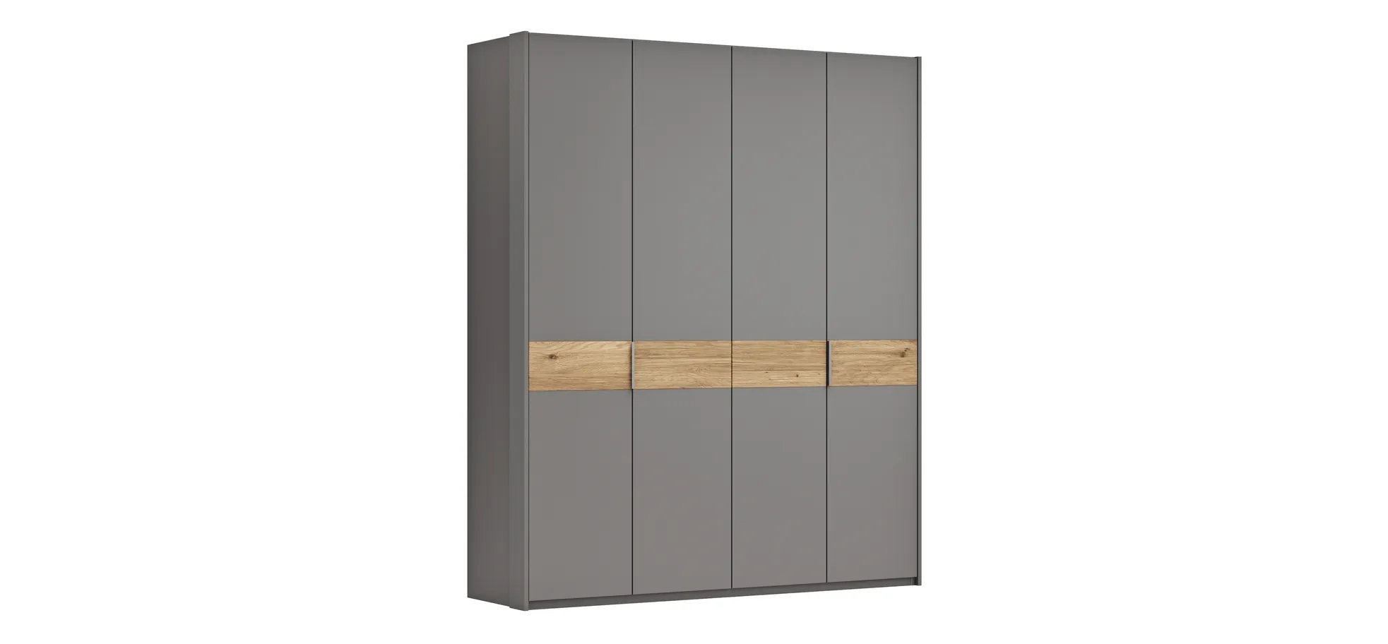 Drehtürenschrank Viana - B ca. 204 cm, Lack, Steingrau, Riffholz, Wildeiche 120112