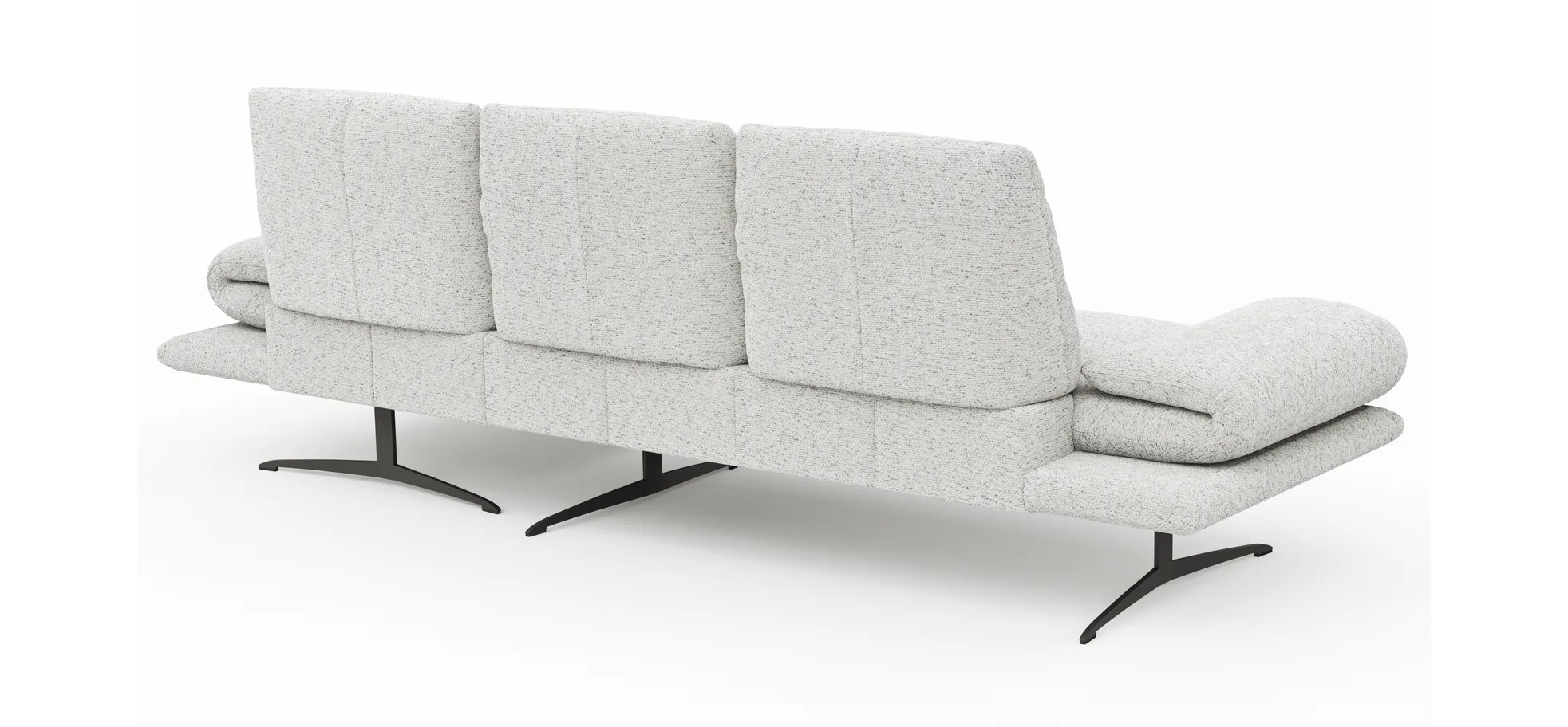 Ecksofa Lucero 2.0 - 2-Sitzer mit Longchair rechts inkl. Sitztiefenverstellung, Drehsitz und Sitztiefe verstellbar, Stoff, Offwhite