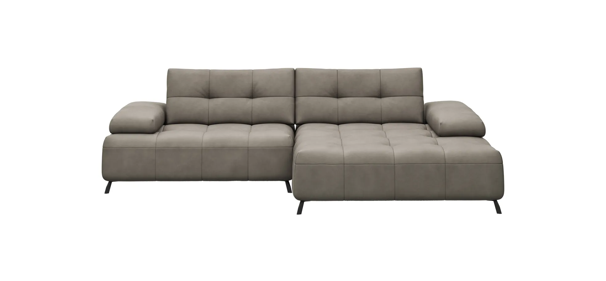 Ecksofa Comodo - 1,5-Sitzer, Longchair rechts, Leder, Taupe 131902