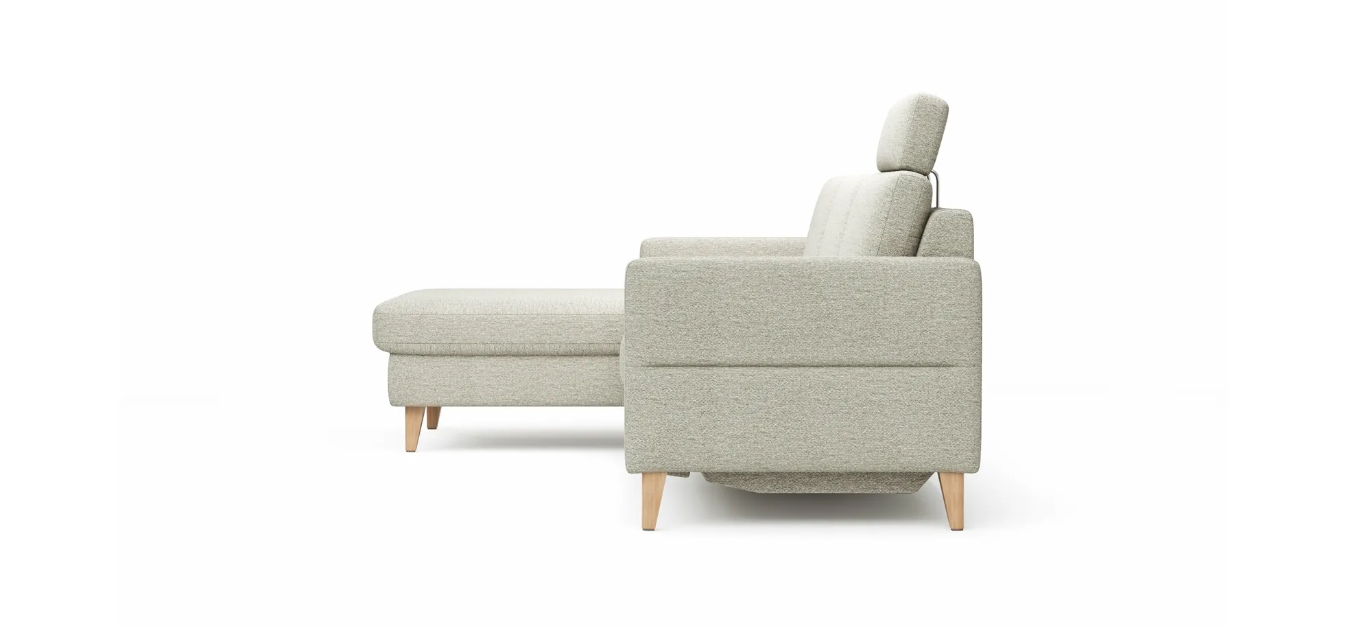 Ecksofa Arima - Longchair links mit 2,5-Sitzer inkl. Relaxfunktion und Sitzvorzug (motorisch), Stoff, Creme