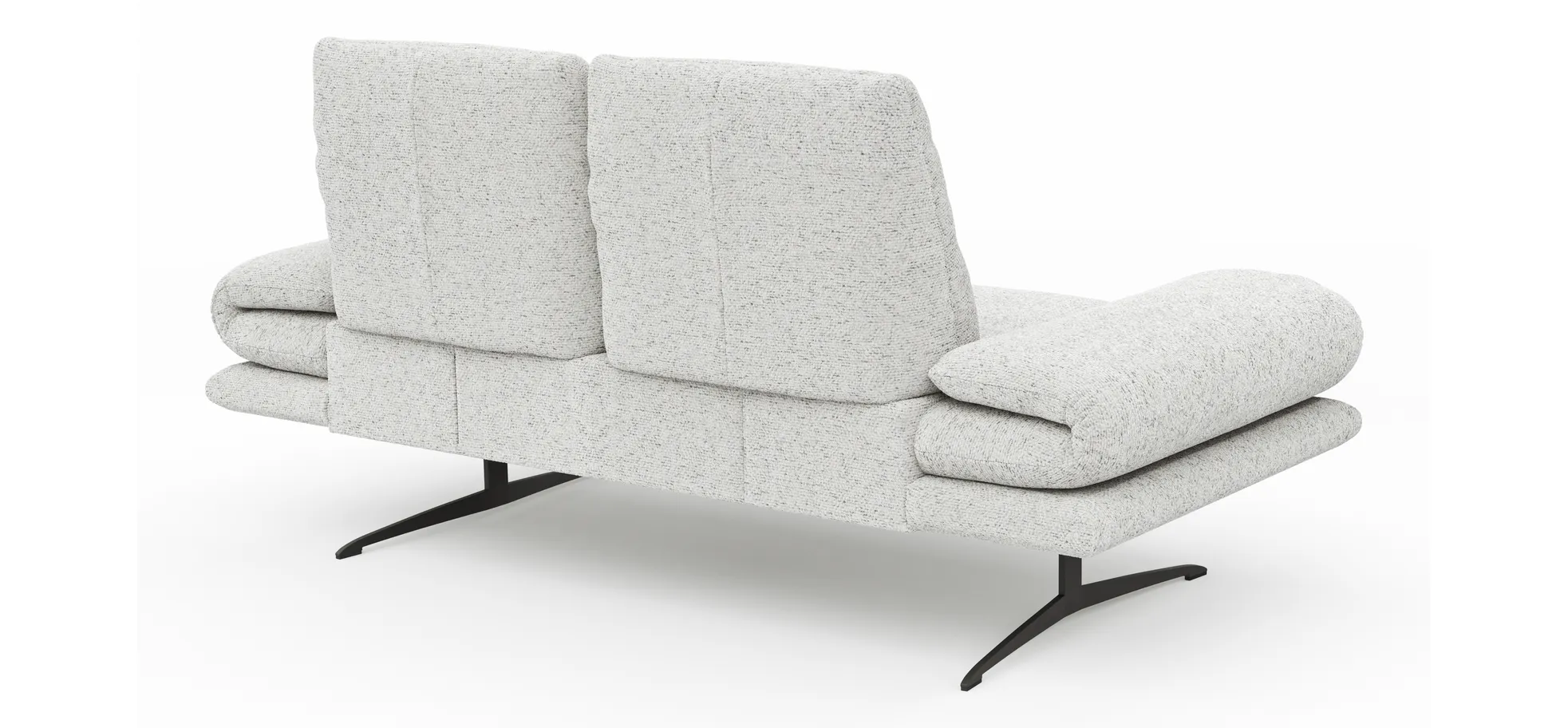 Sofa Lucero 2.0 - 2-Sitzer klein inkl. Drehsitz, Rollout-Armlehne und Sitztiefe verstellbar, Stoff, Offwhite