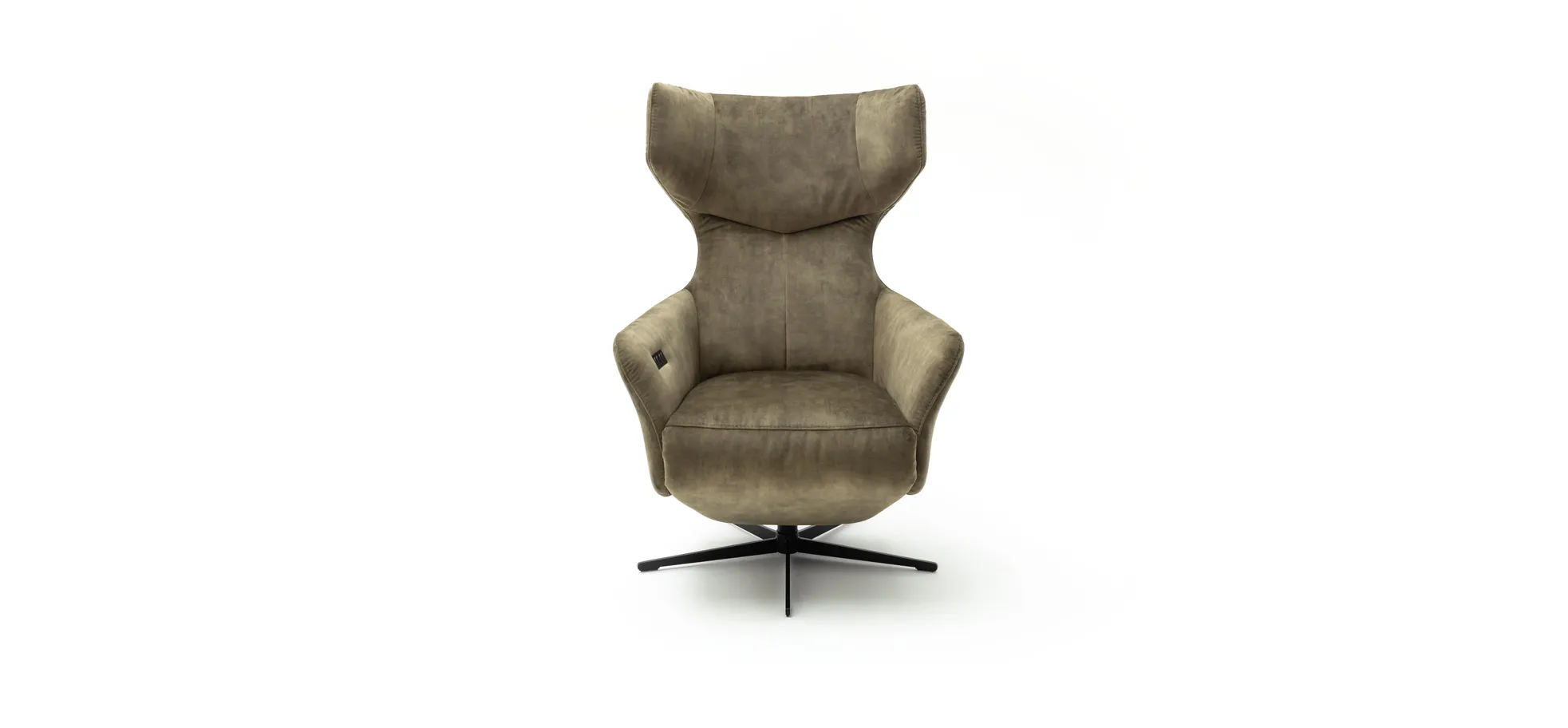 Sessel Noto Relax II - Rückenlehne und Fußteil verstellbar (motorisch), Velour, Schlammgrün