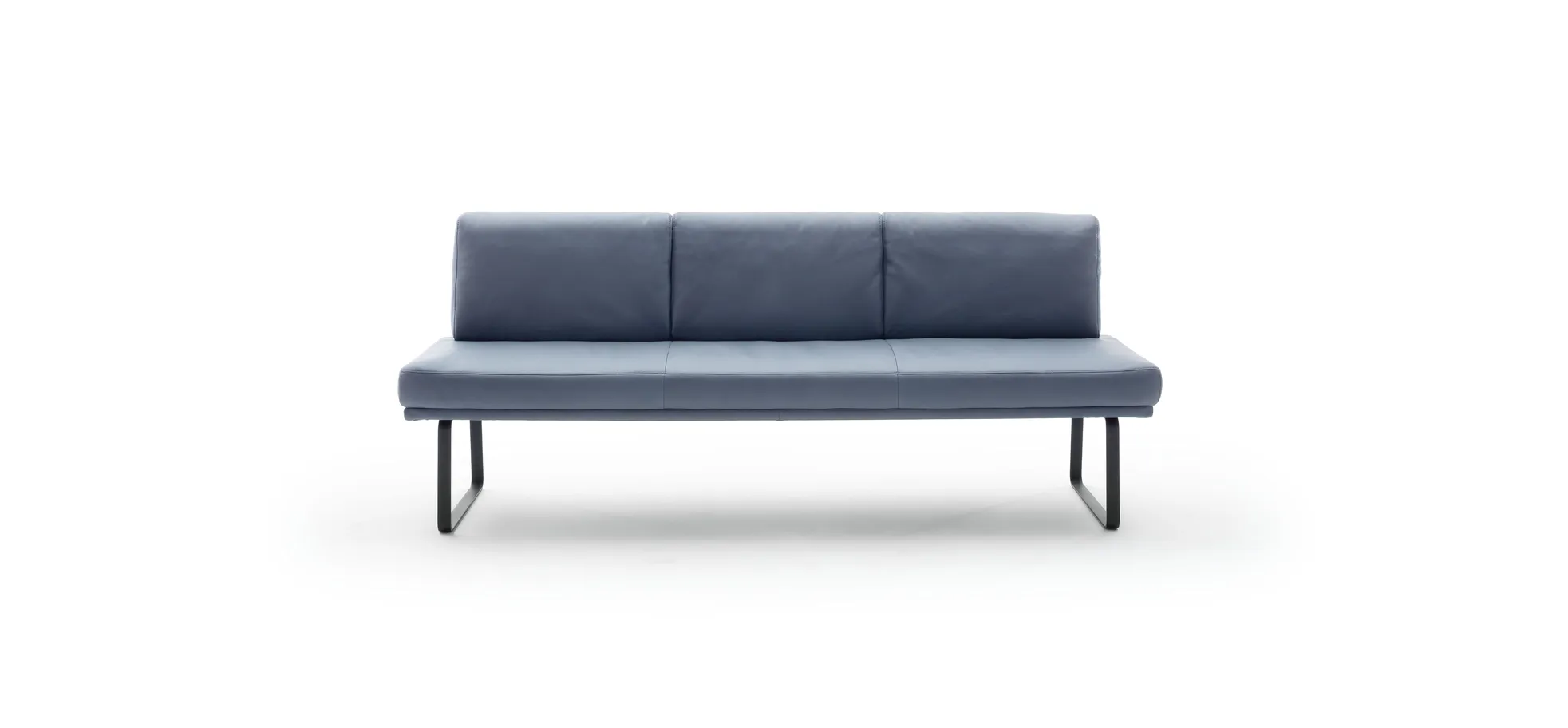 Bank Valloni - B ca. 221 cm, mit Rückenlehne, Leder, Hellblau