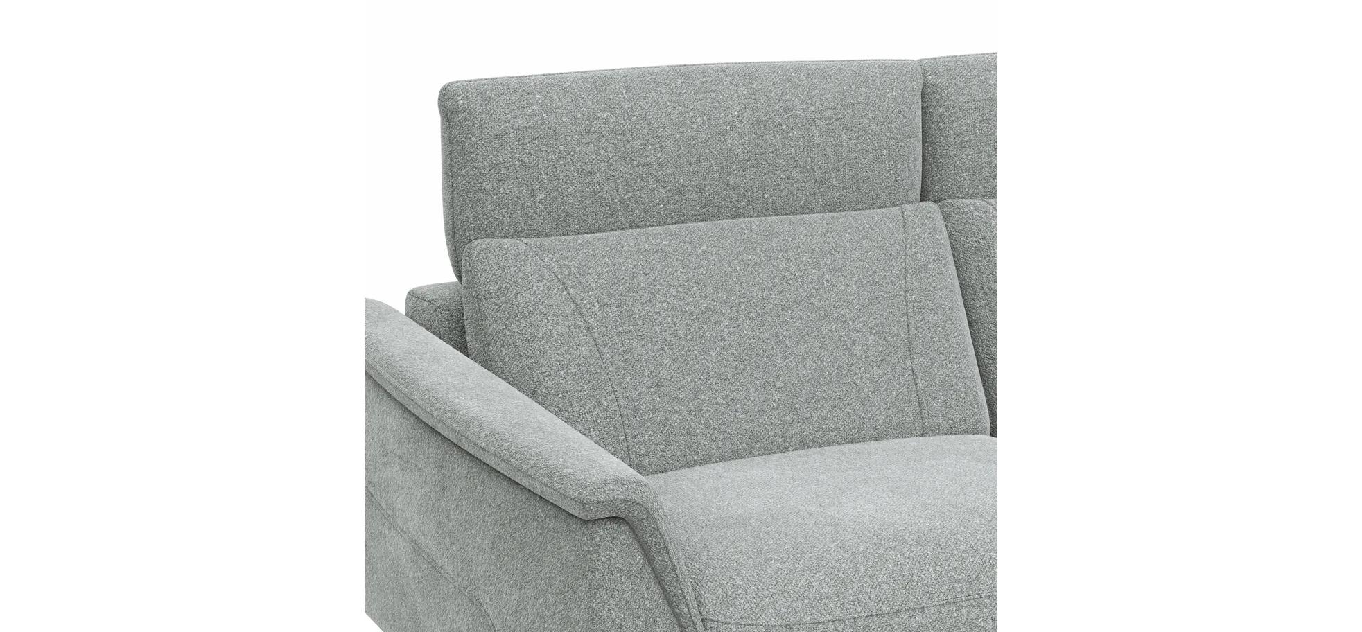 Sofa Nevin - 3-Sitzer, inkl. Relaxfunktion und Kopfteilverstellung (motorisch), Stoff, Silbergrau 