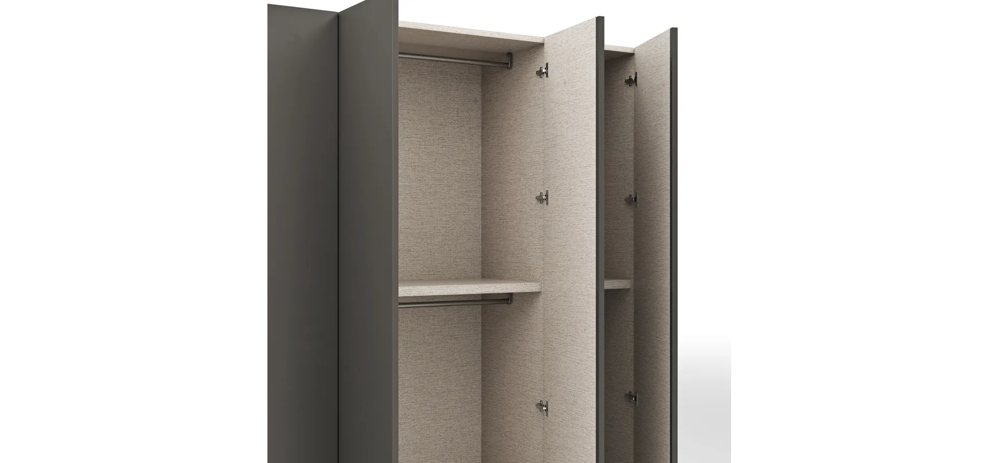 Drehtürenschrank Loretto - B ca. 254 cm, Melamin matt, Anthrazit