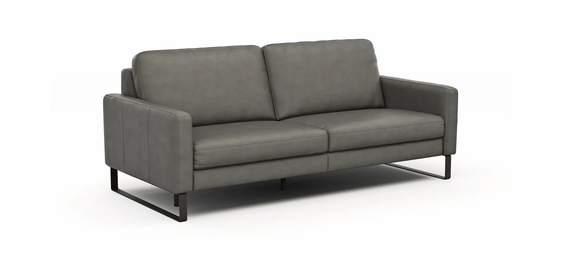 Sofa Enna - 3,5-Sitzer inklusive Relaxfunktion (motorisch) links, Leder, Grau