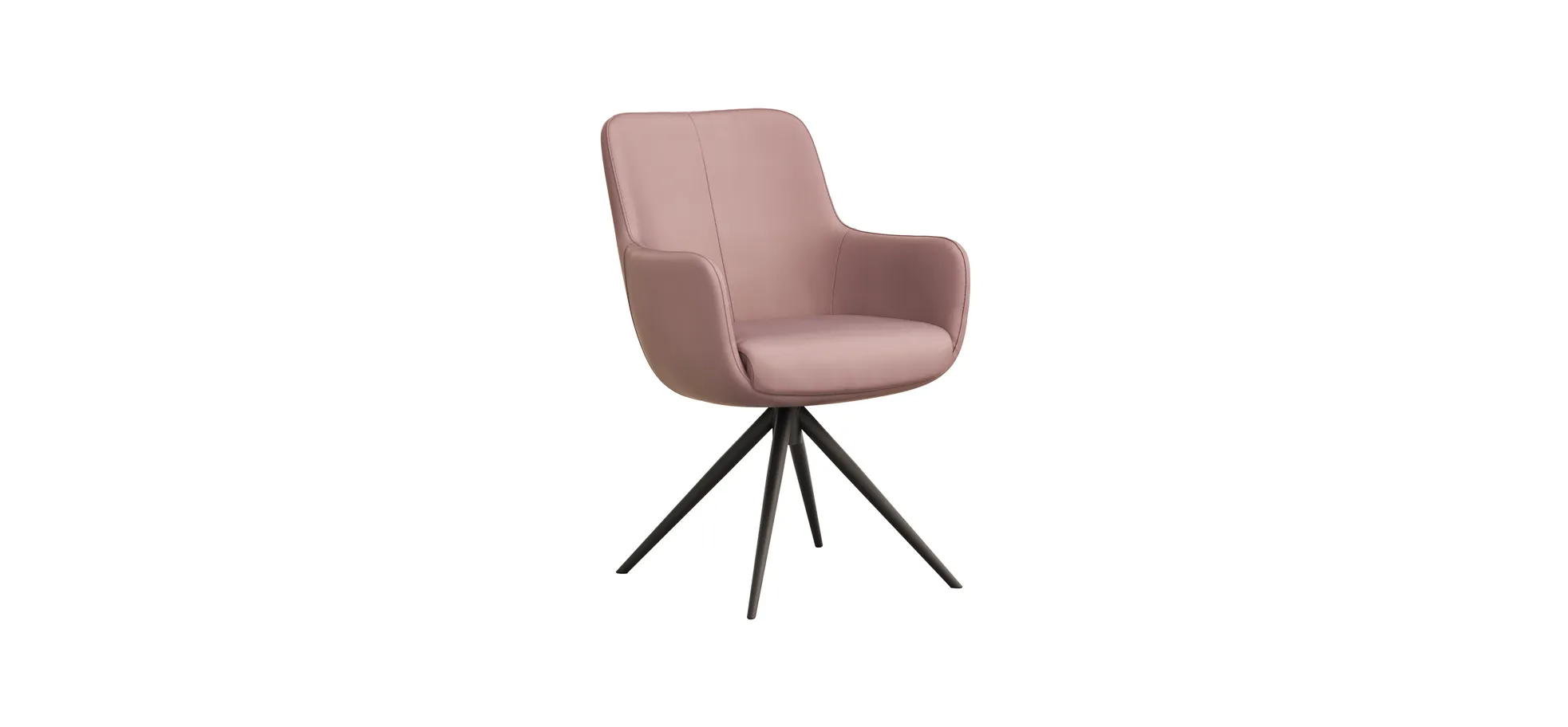 Armlehnstuhl Mis - Leder, Mauve, Gestell, Schwarz 111330