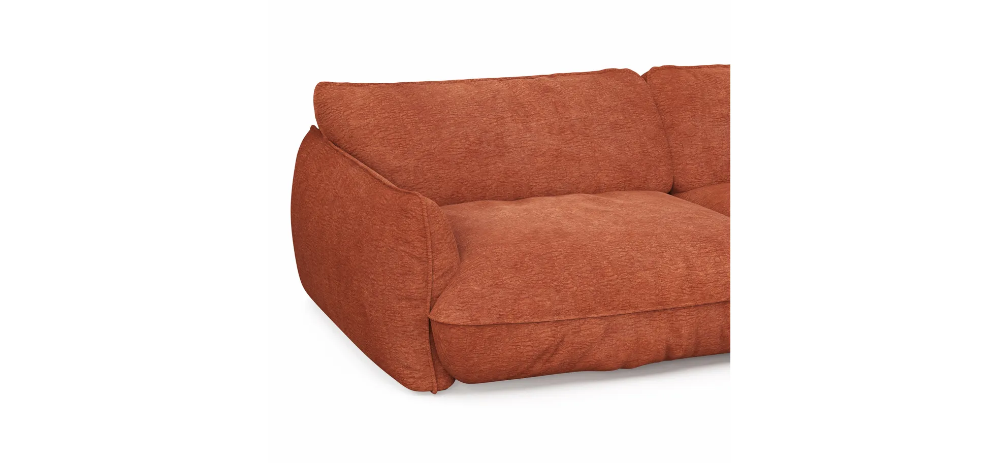 Sofa Fluffy - 4-Sitzer inkl. Rückenlehne verstellbar, Stoff, Kupfer