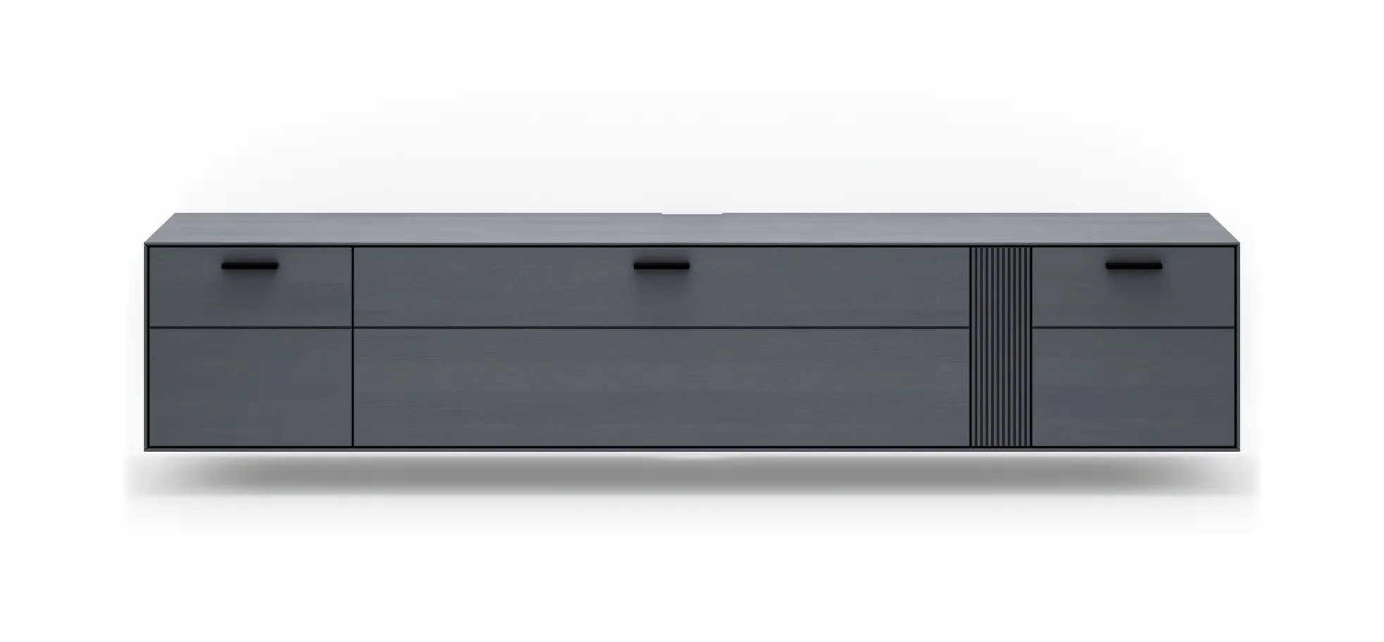 Lowboard Estana - Eiche massiv, Anthrazit 