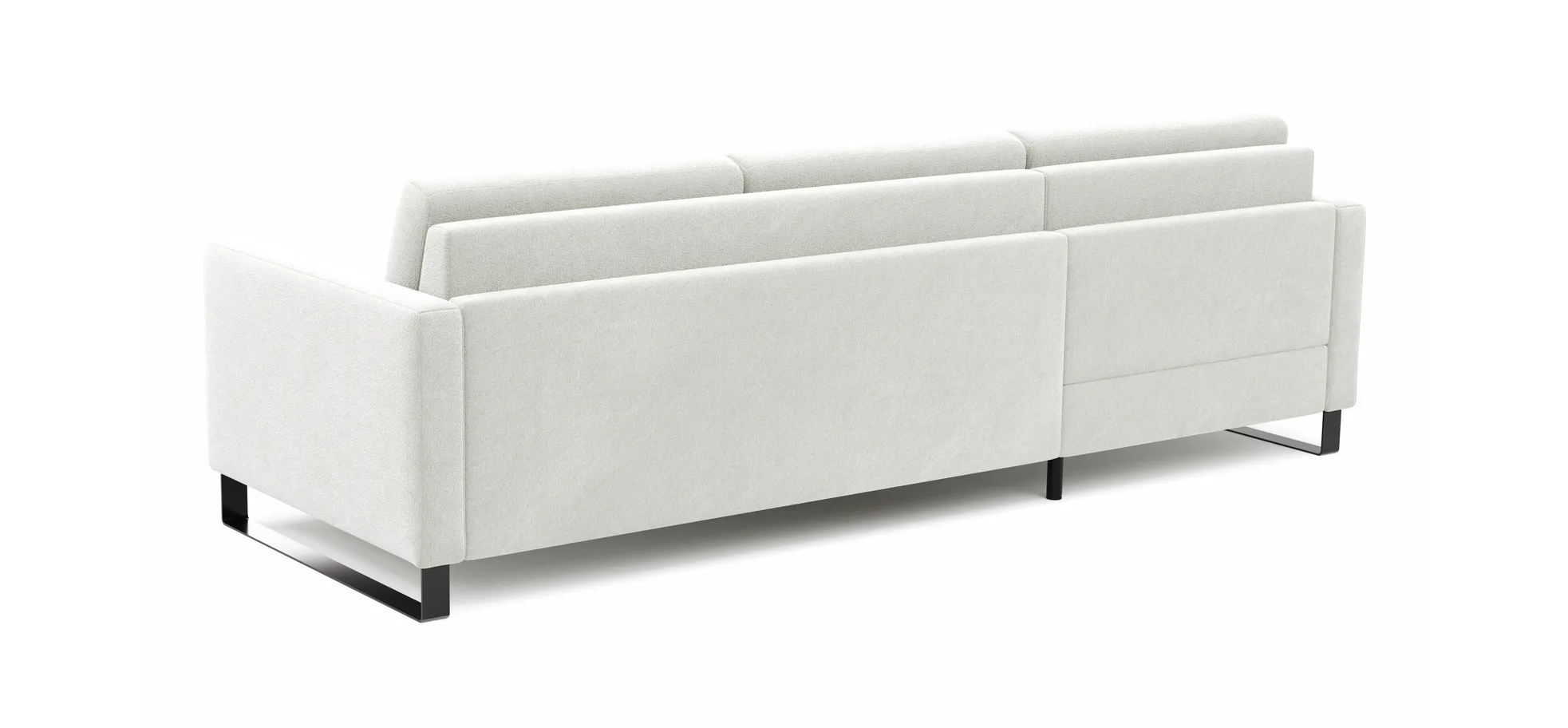 Schlafsofa Laredo - Longchair mit 2-Sitzer rechts inkl. Schlaffunktion mit Bettkasten, Stoff, Graubeige