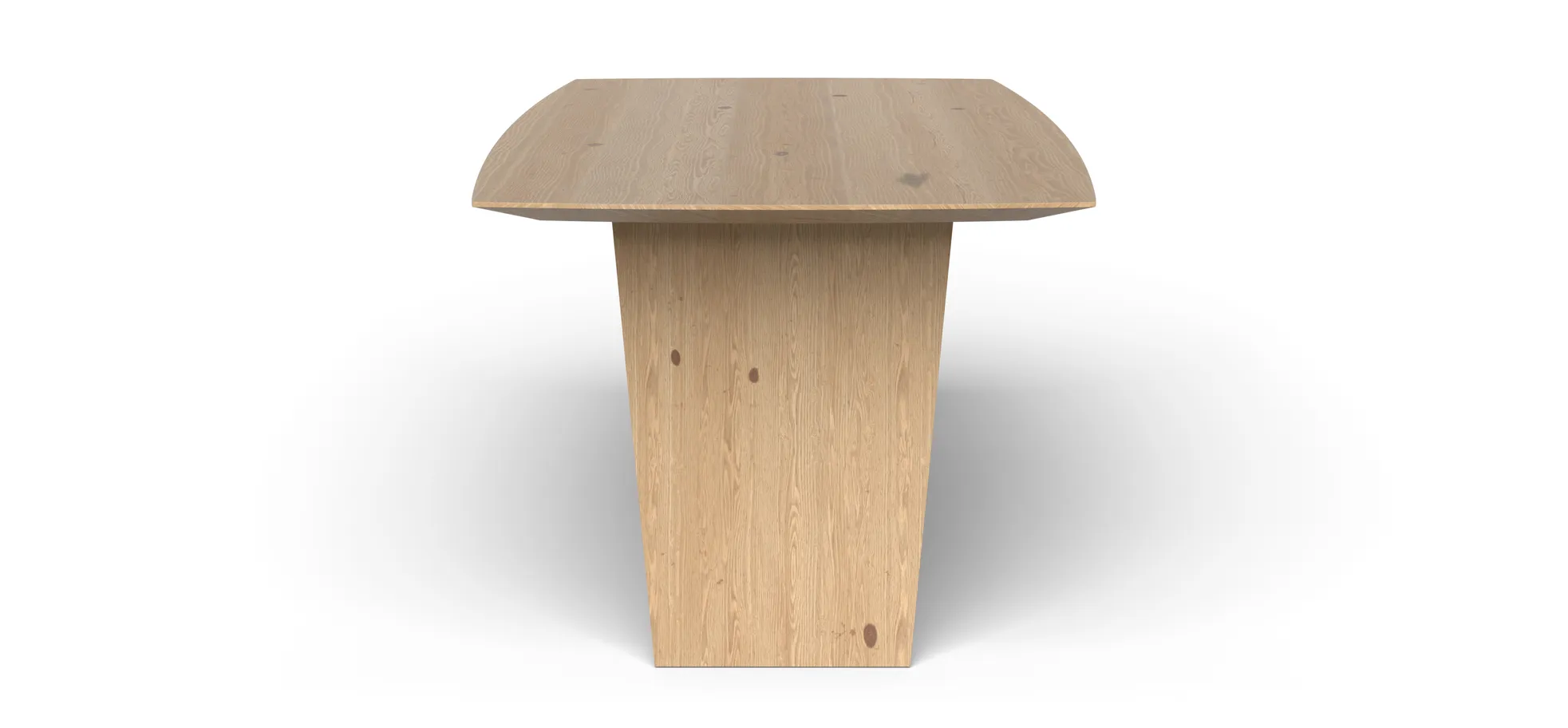 Esstisch 3100 - LB ca. 220x100 cm, Asteiche Bianco massiv, Holzwange