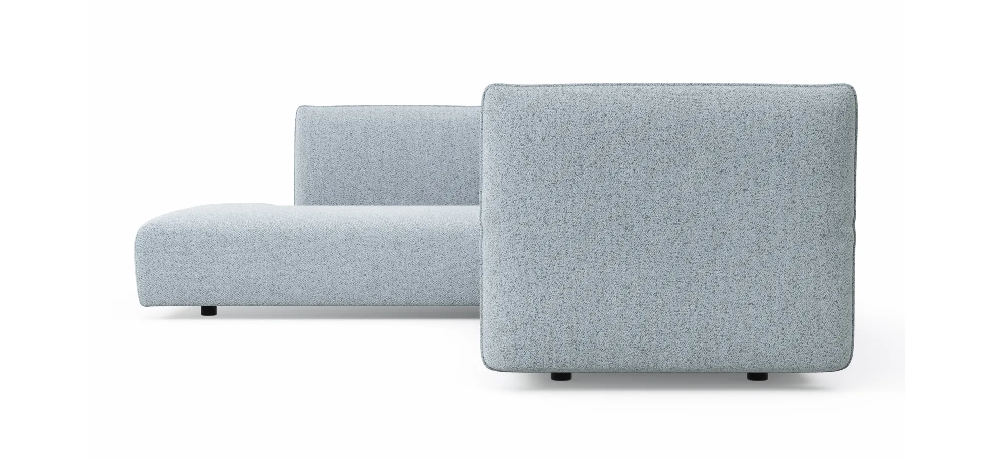 Ecksofa Motone - Ecke links mit 2,5-Sitzer, Stoff, Hellblau
