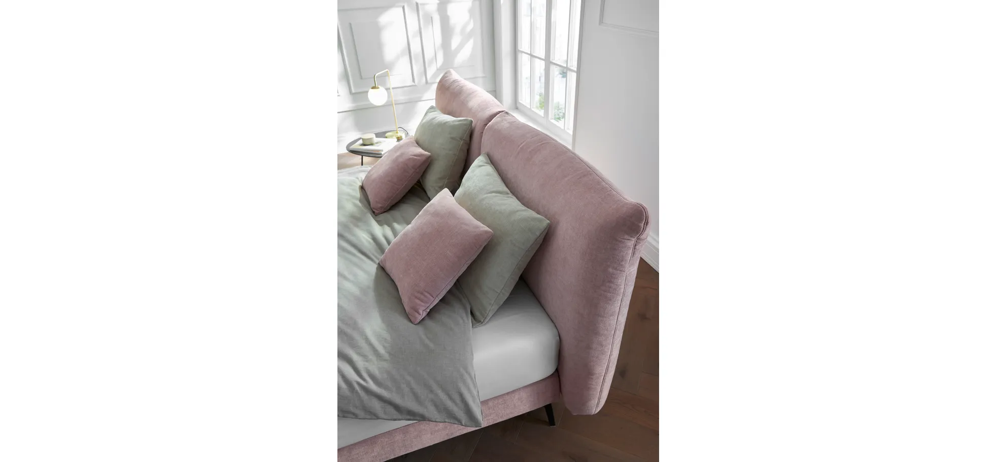 Boxspringbett Delia - Liegefläche 180x200 cm, Stoff, Rose 