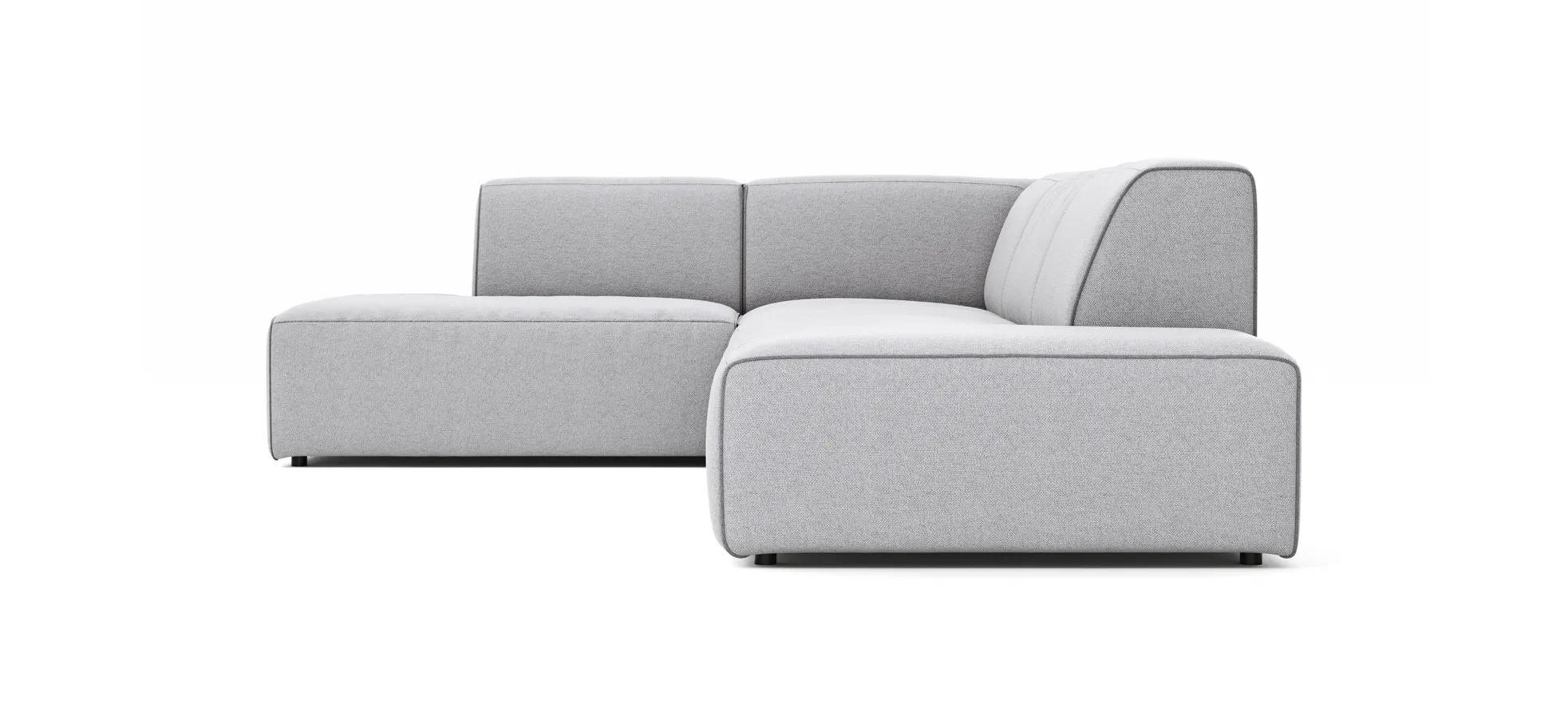 Ecksofa Elementos - Ecke links mit 1-Sitzer und Abschlusselement, Stoff, Hellgrau