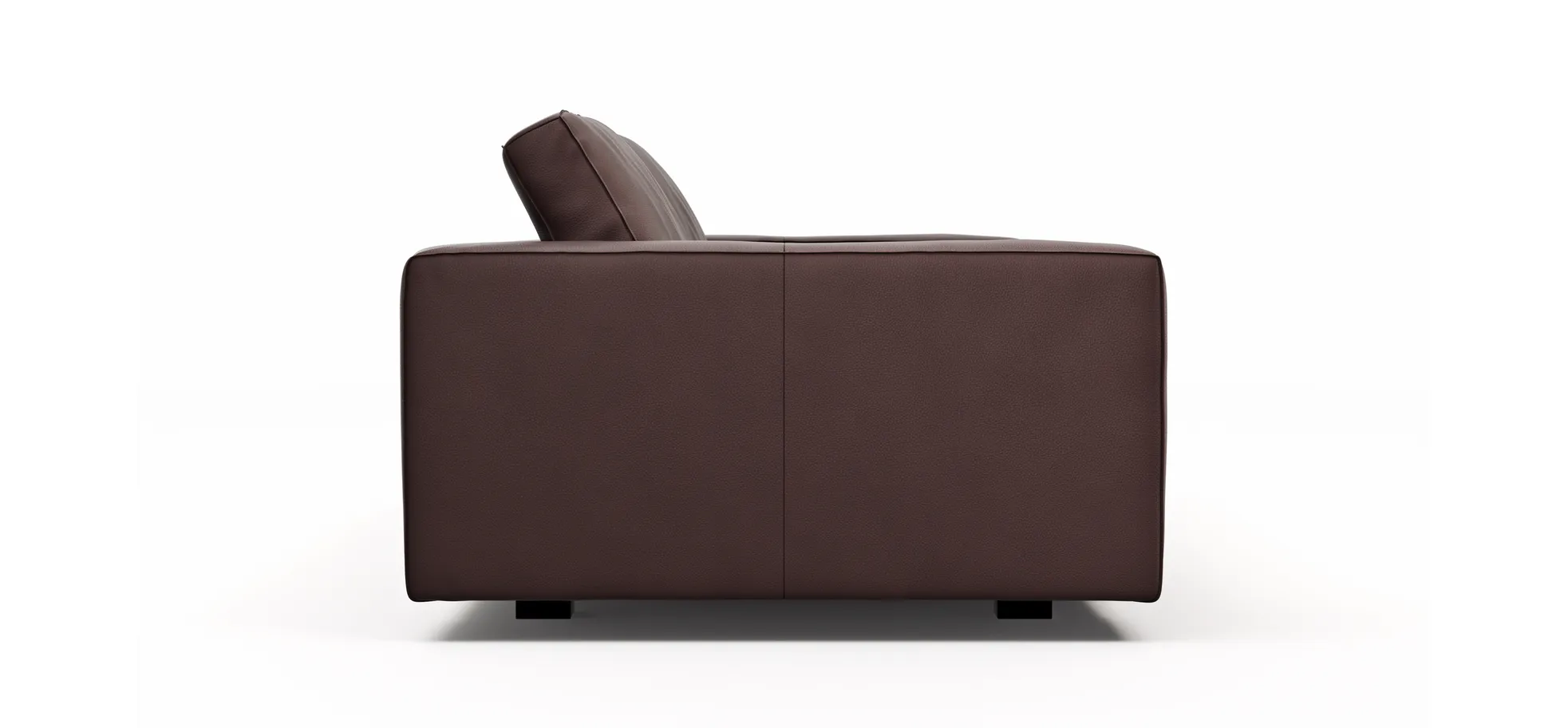 Sofa Aprino 1 - 3,5-Sitzer L, Dickleder, Dunkelbraun, Armlehne Block breit