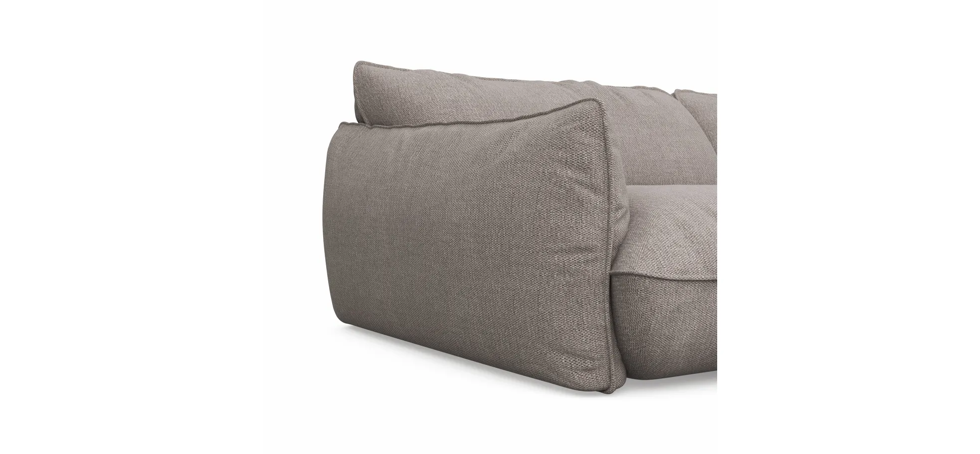 Ecksofa Fluffy - 2,5-Sitzer mit Longchair rechts inkl. Rückenlehne verstellbar, Stoff, Taupe