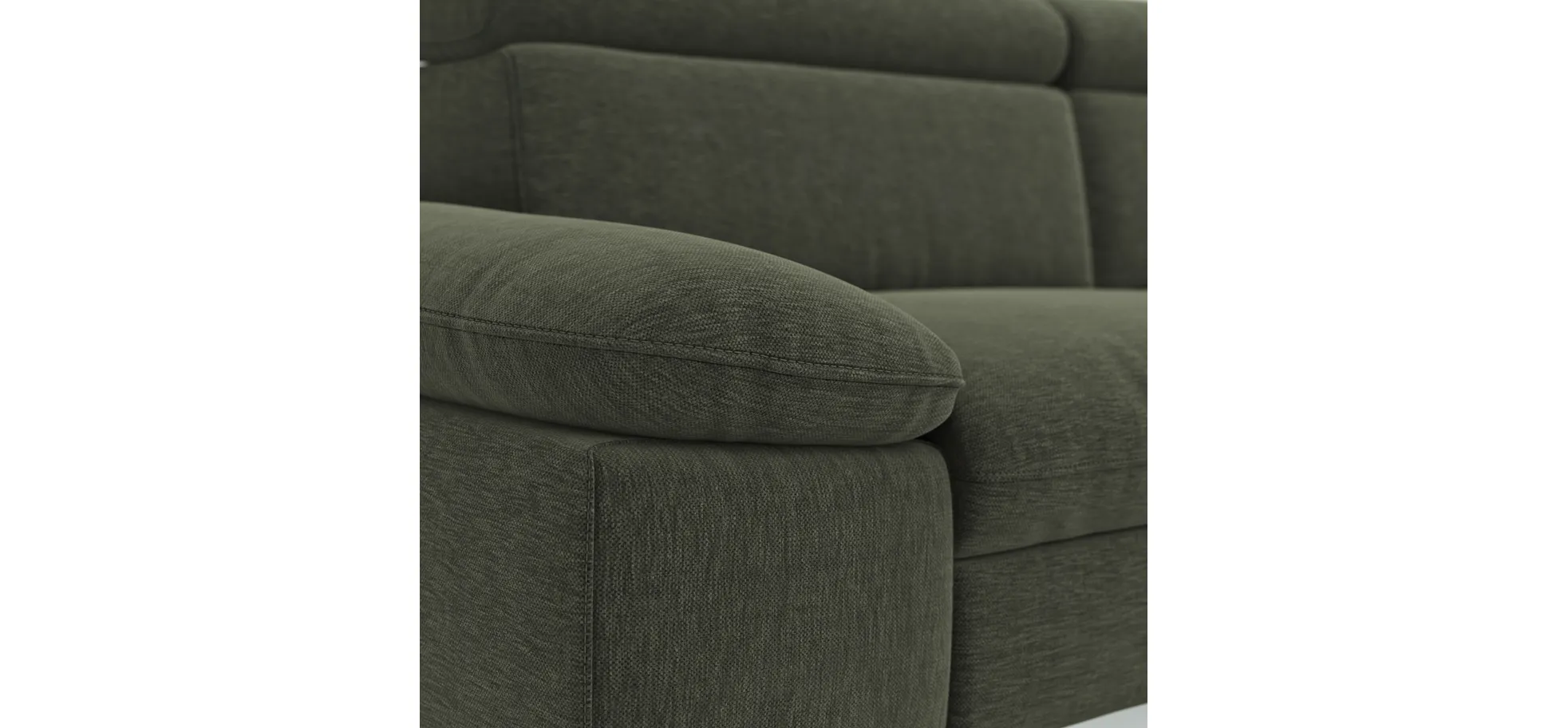 Sofa Felipa - 3-Sitzer inkl. Kopfteil verstellbar, Stoff, Dunkelgrün