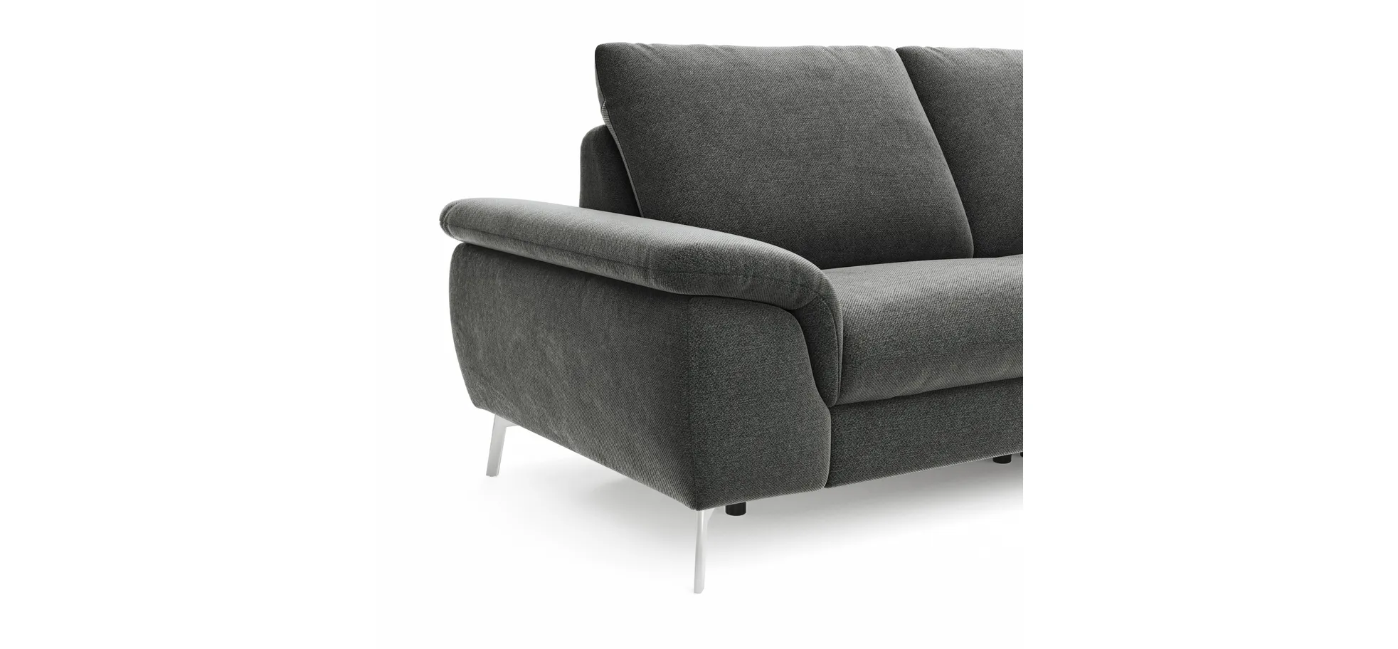 Ecksofa Gotera - 1,5-Sitzer med. + 1,5-Sitzer med. mit Longchair rechts inkl. Rückenlehne verstellbar, Stoff, Anthrazit